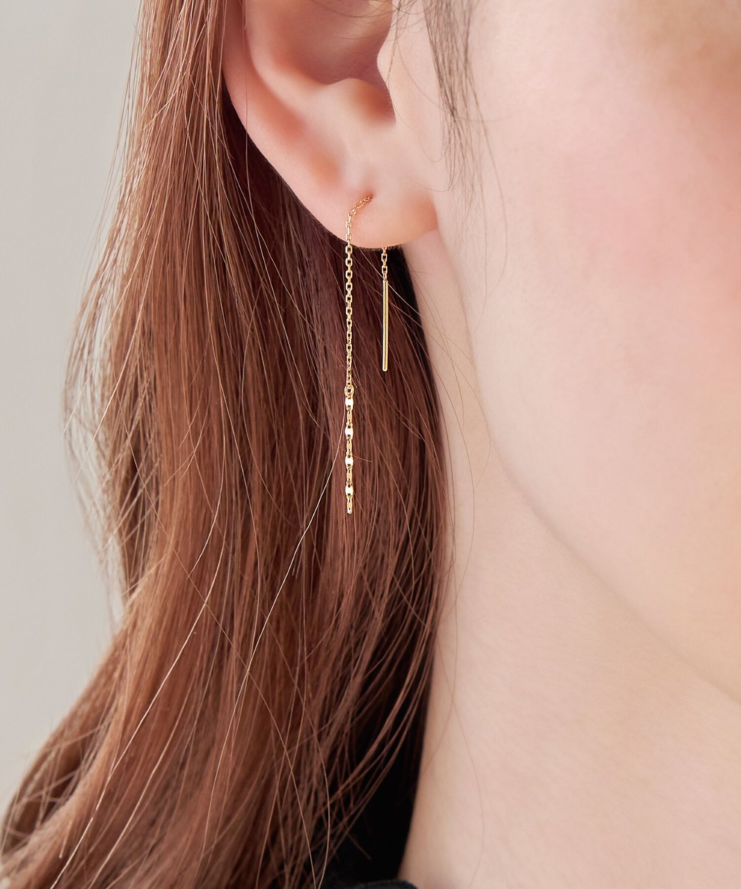 Phoebe「【K10】グリッターアメリカンチェーンピアス/BOX付き」|ピアス|ゴールド