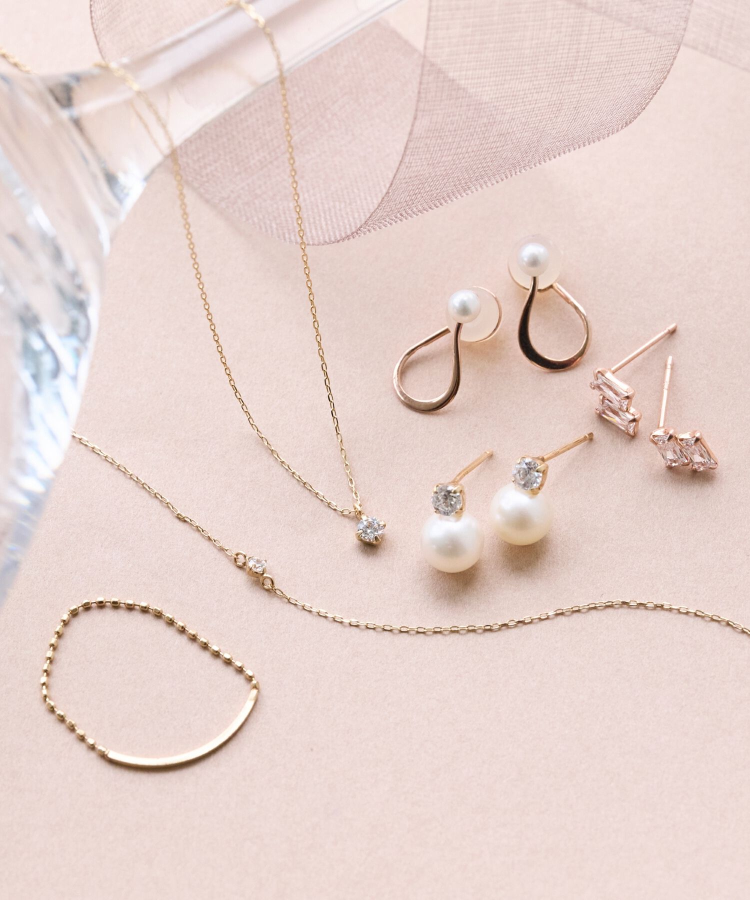 Phoebe「【K10】ツインバケットピアス　ローズゴールド/BOX付き」|ピアス|