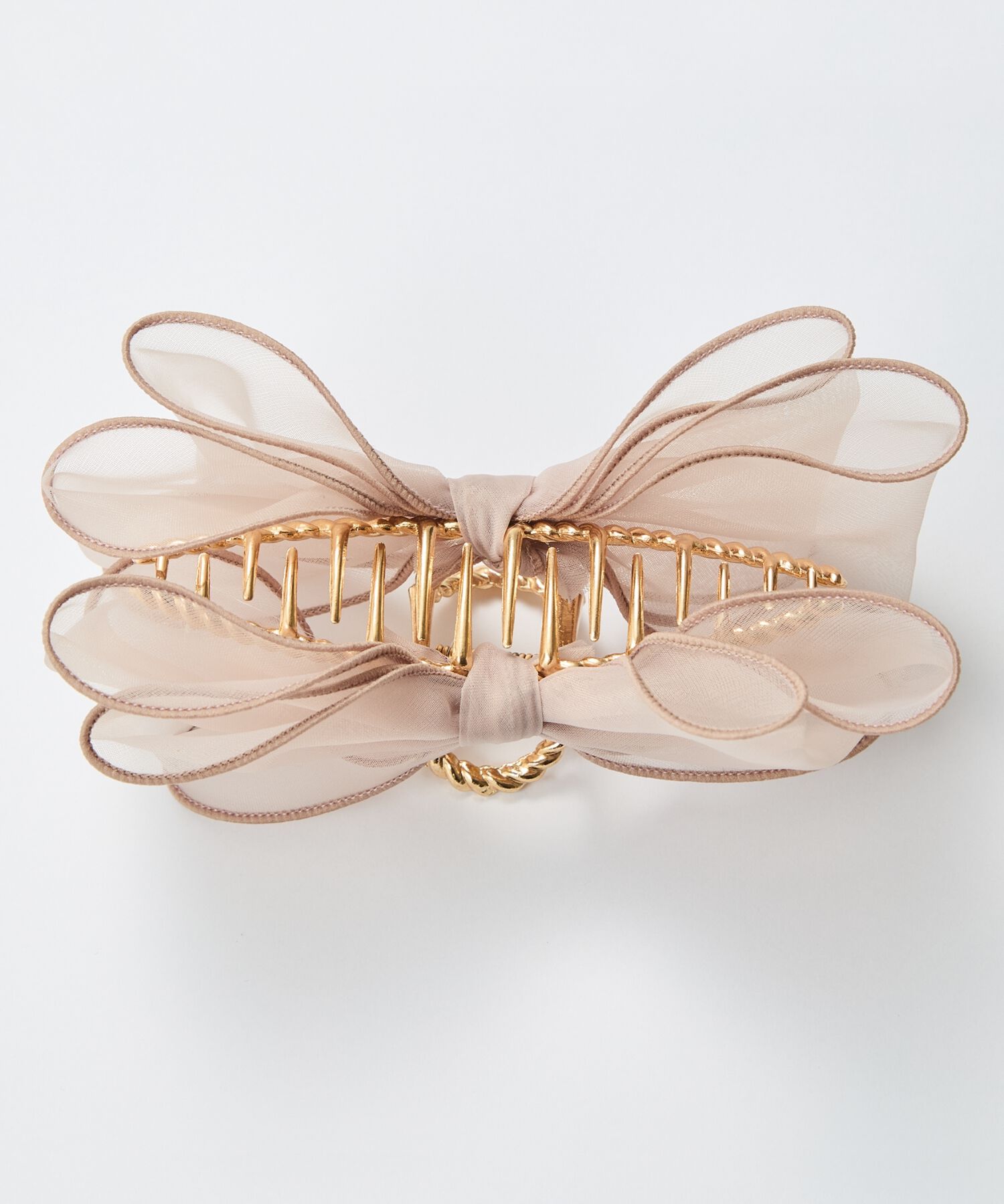 Phoebe「ボリュームオーガンジーリボンバンスクリップ　ピンク」|その他|