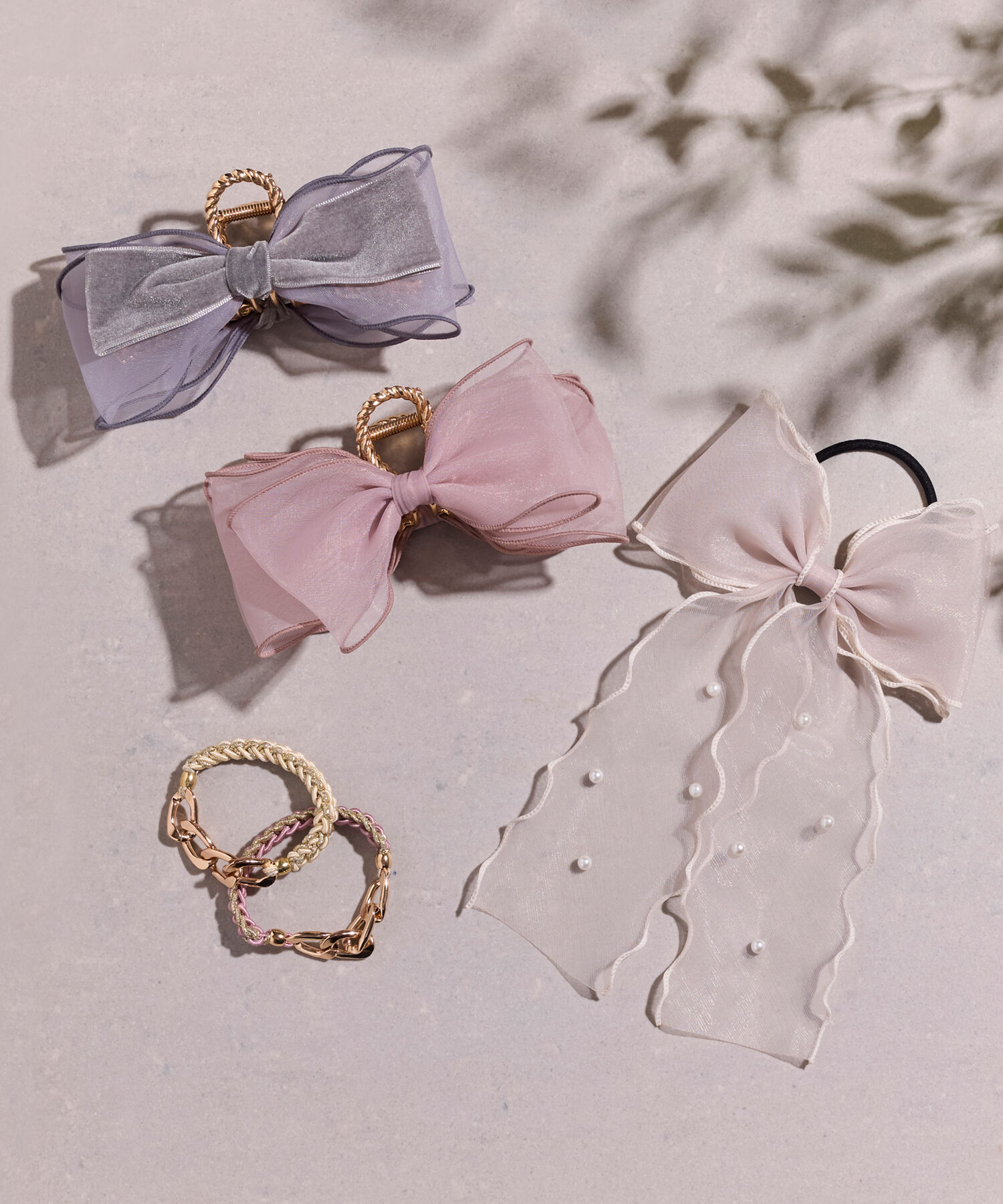 Phoebe「ボリュームオーガンジーリボンバンスクリップ　ピンク」|その他|