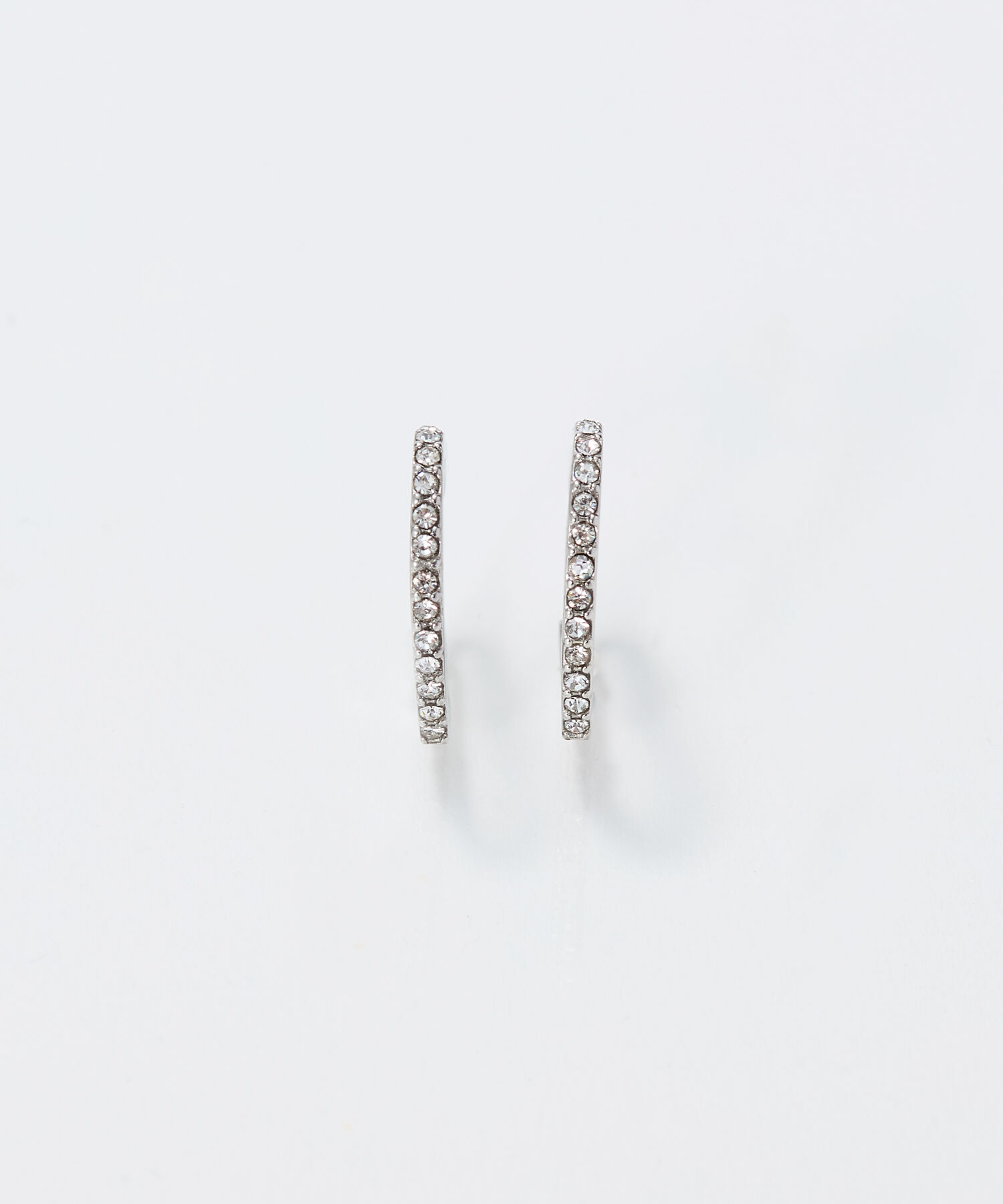 Phoebe「【金属アレルギー対応】ワンタッチライナーハートビジューフープピアス　シルバー」|ピアス|