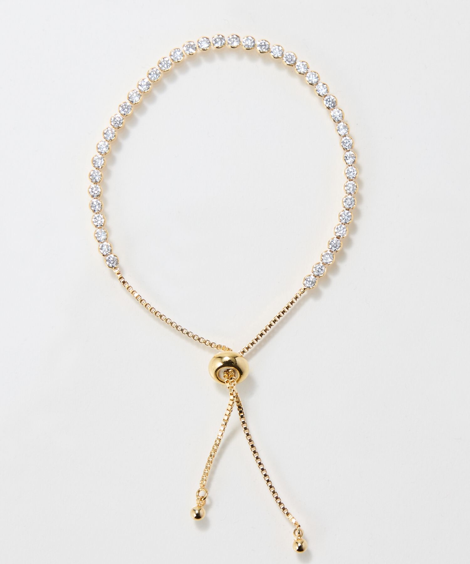 Phoebe「ラインストーンスライドテニスブレスレット　ゴールド」|ブレスレット・バングル|