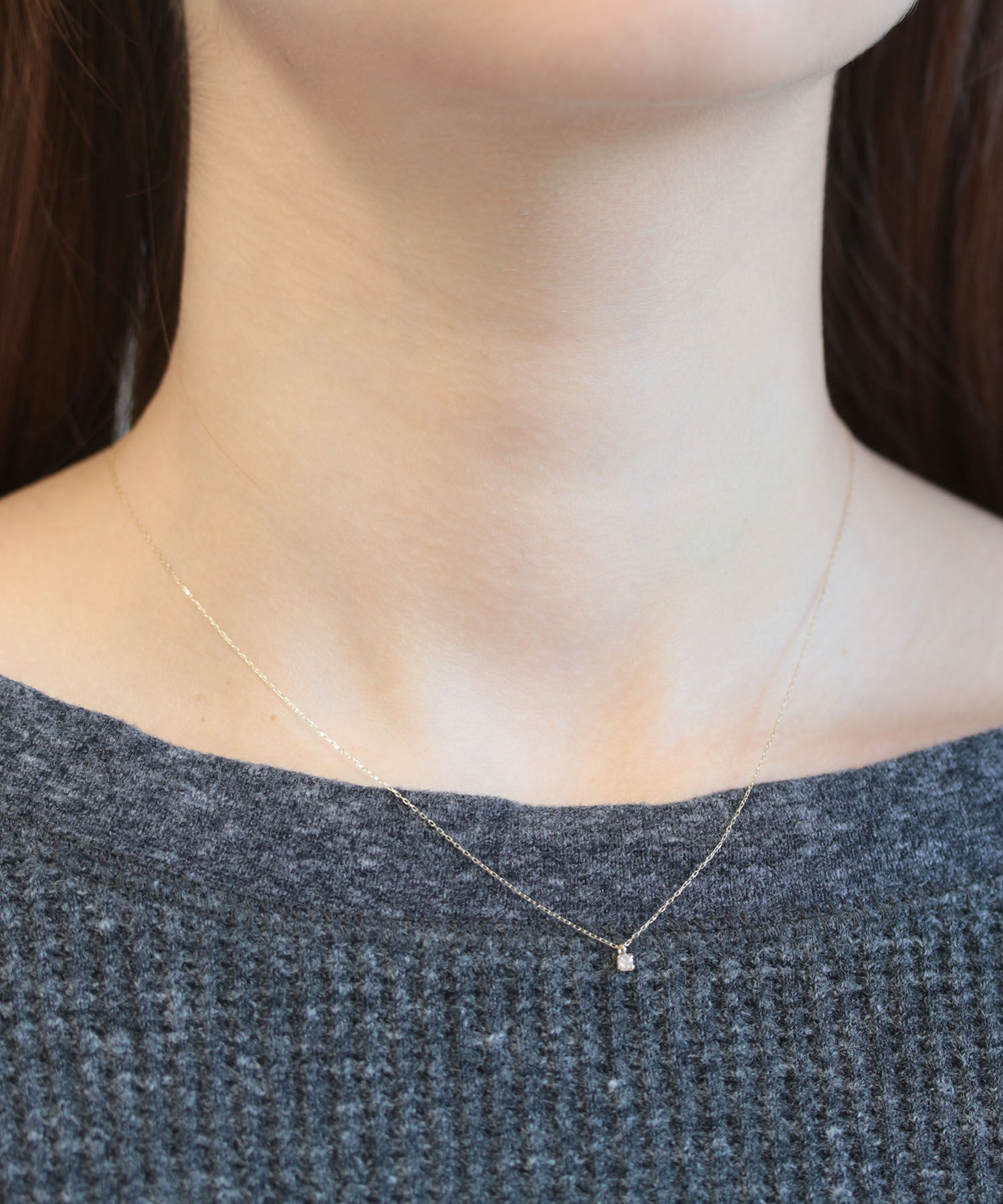  「 一石 ダイヤモンド 0.05ct ネックレス | K10YG」|ネックレス|