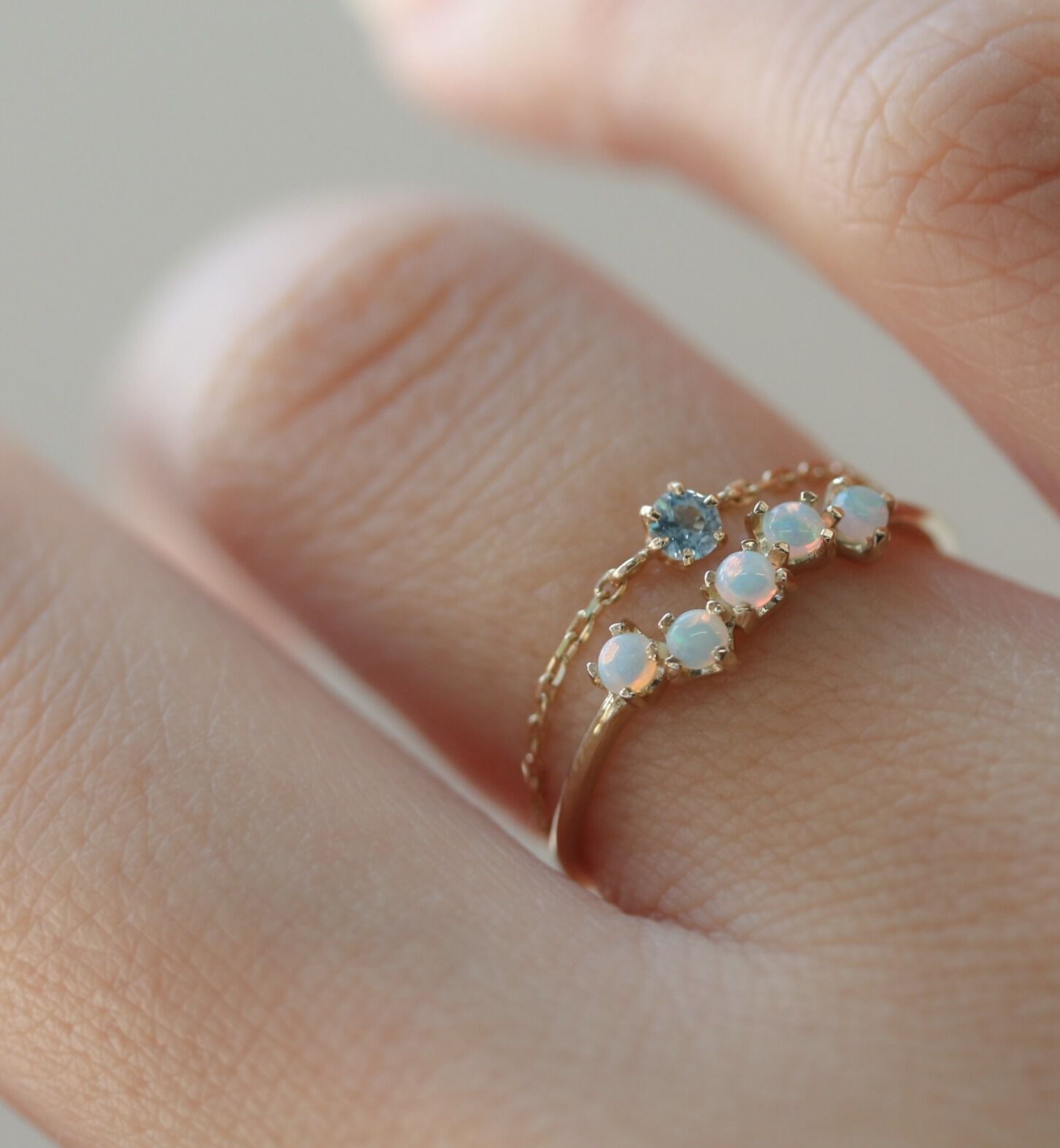  「ブルートパーズ チェーンリング | K10YG【WEB/ランドマーク店限定】」|リング|