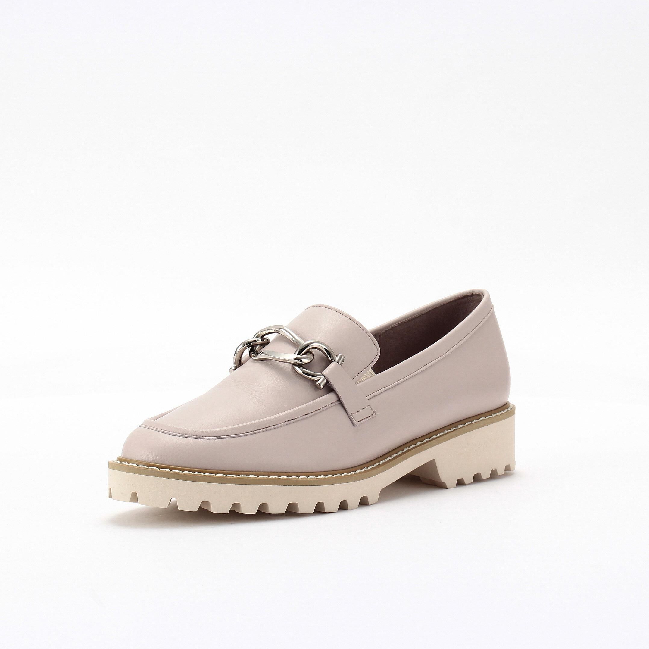 銀座かねまつ「AF260063STEPBE 【本革】【PREMIERE PORTE】タンクソールローファー」|ローファー|ピンクベージュ