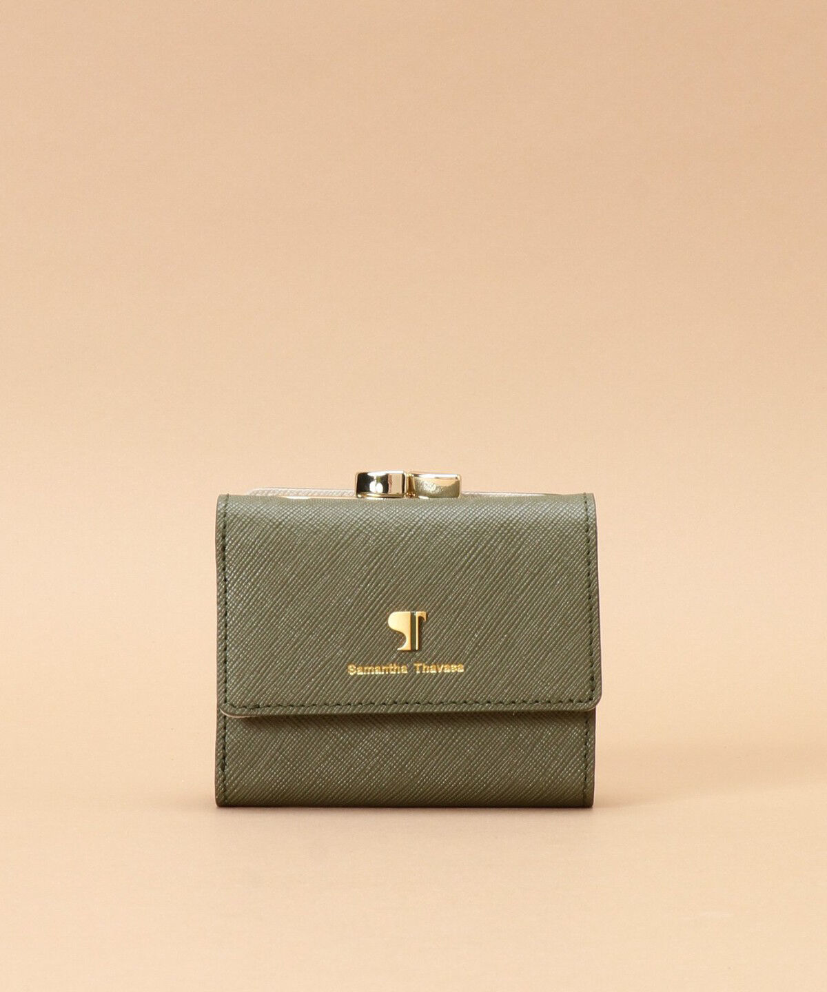 Samantha Thavasa「Pomme d'espoir ポムディスポワール バイカラー三つ折り口金財布」|財布|カーキ