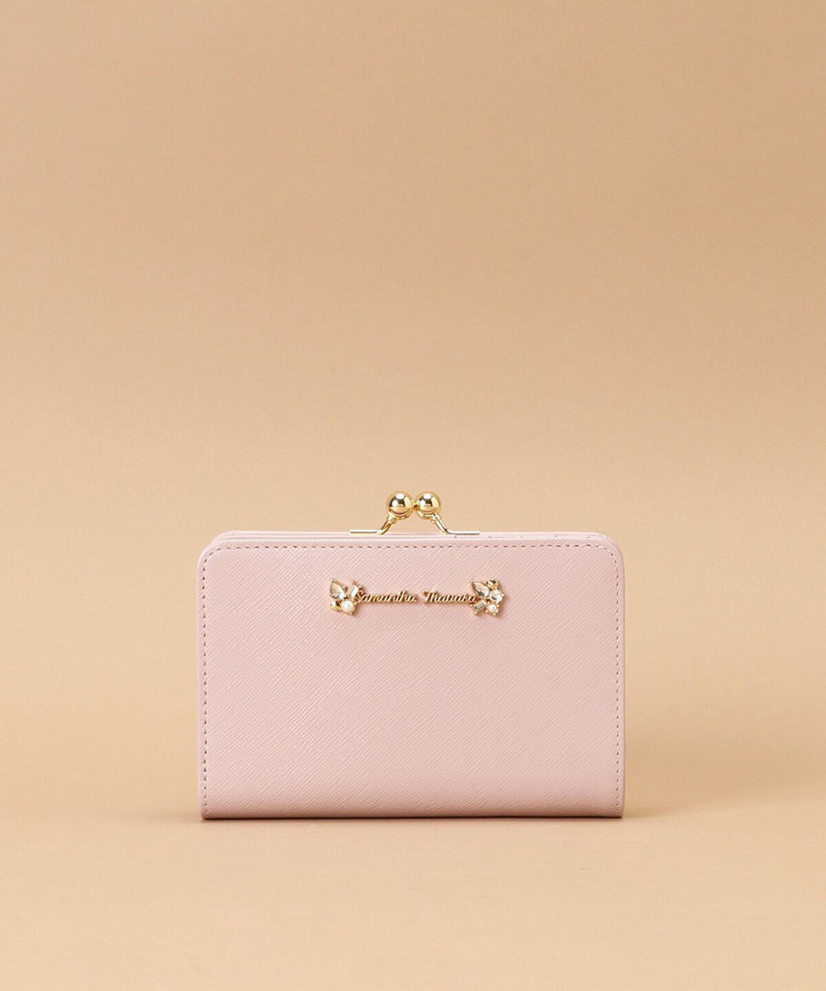 Samantha Thavasa「ラメレザービジュー 口金折財布」|財布|ベビーピンク