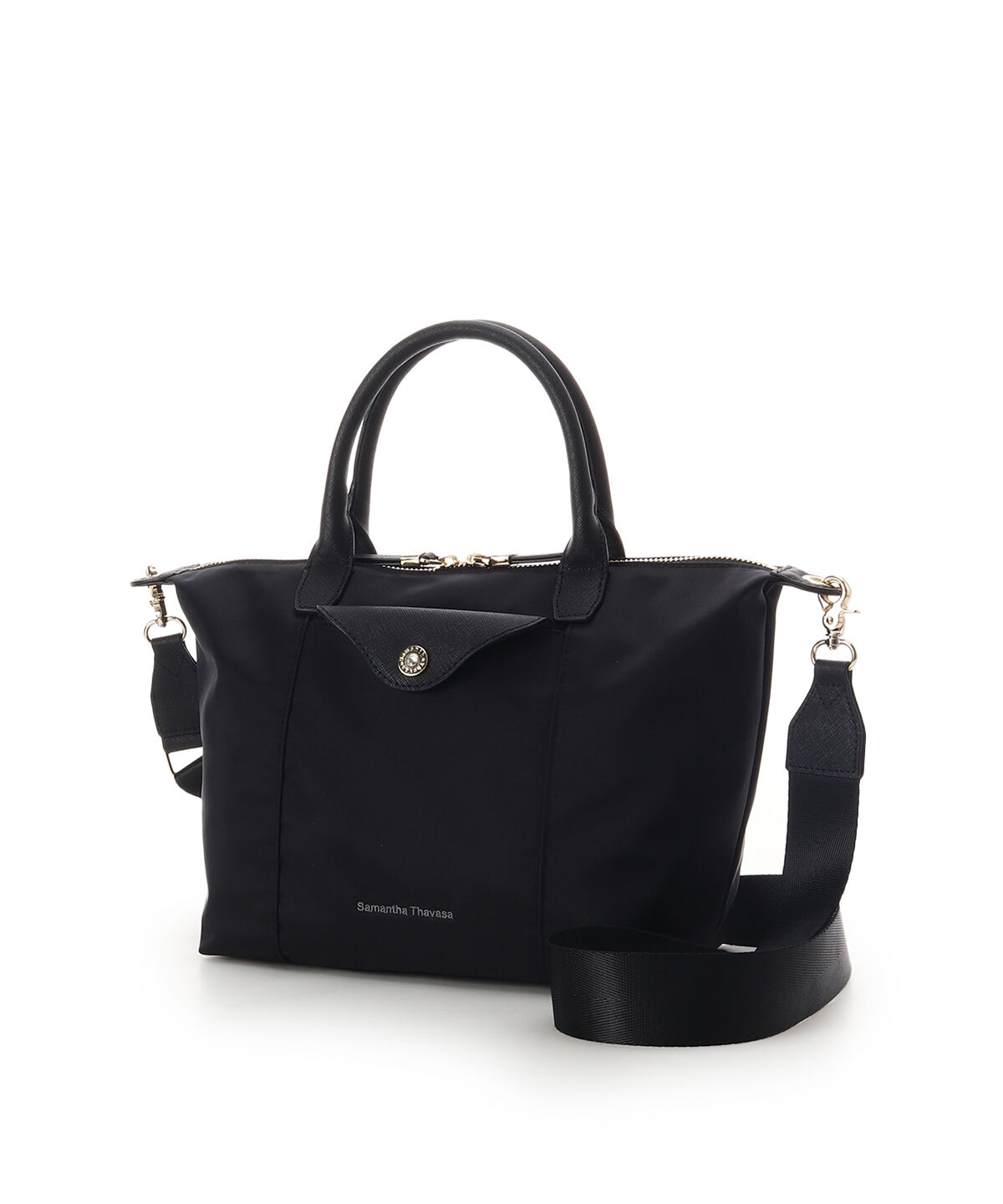 Samantha Thavasa「ナイロン&times;スプリットレザー カジュアルハンドバッグ」|ハンドバッグ|