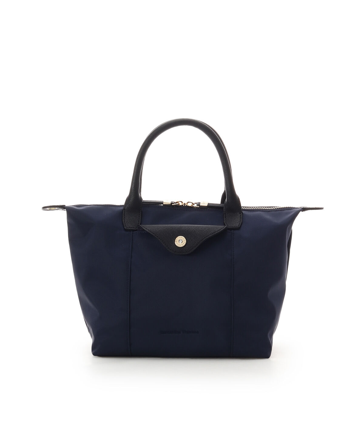 Samantha Thavasa「ナイロン&times;スプリットレザー カジュアルハンドバッグ」|ハンドバッグ|ネイビー