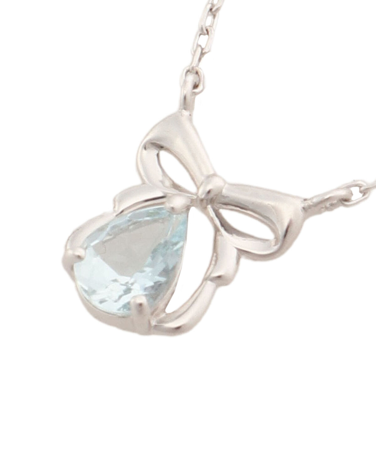 Samantha Tiara「K10 WG アクアマリンリボンネックレス≪3月 誕生石≫」|ネックレス|