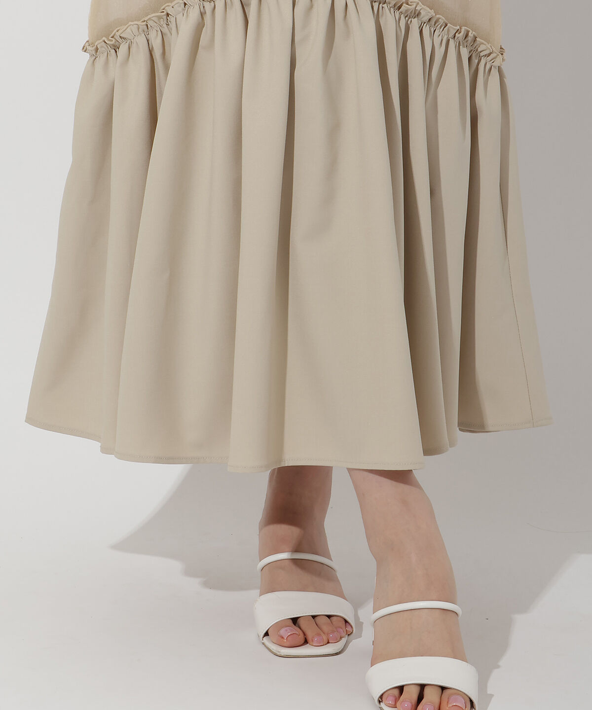 アンドクチュール「シアー切替フレアスカート」|フレア|