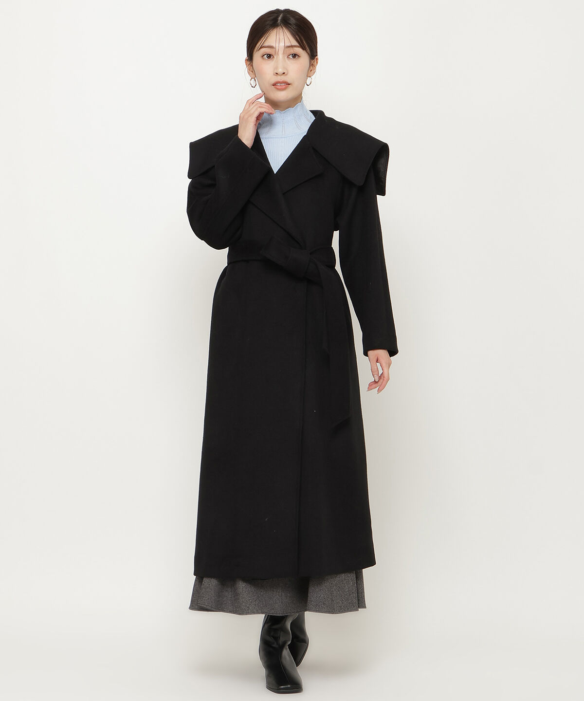 アンドクチュール「ケープカラーロングコート」|ダウン|