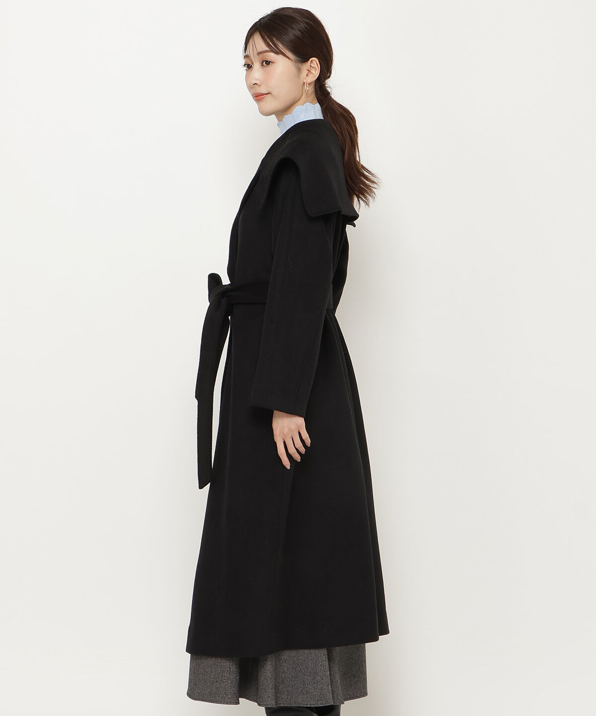 アンドクチュール「ケープカラーロングコート」|ダウン|