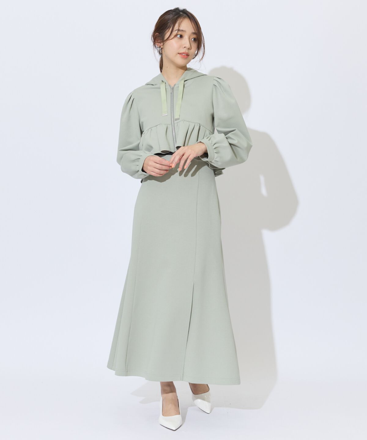 アンドクチュール「ペプラムパーカーセットアップ」|ワンピース|