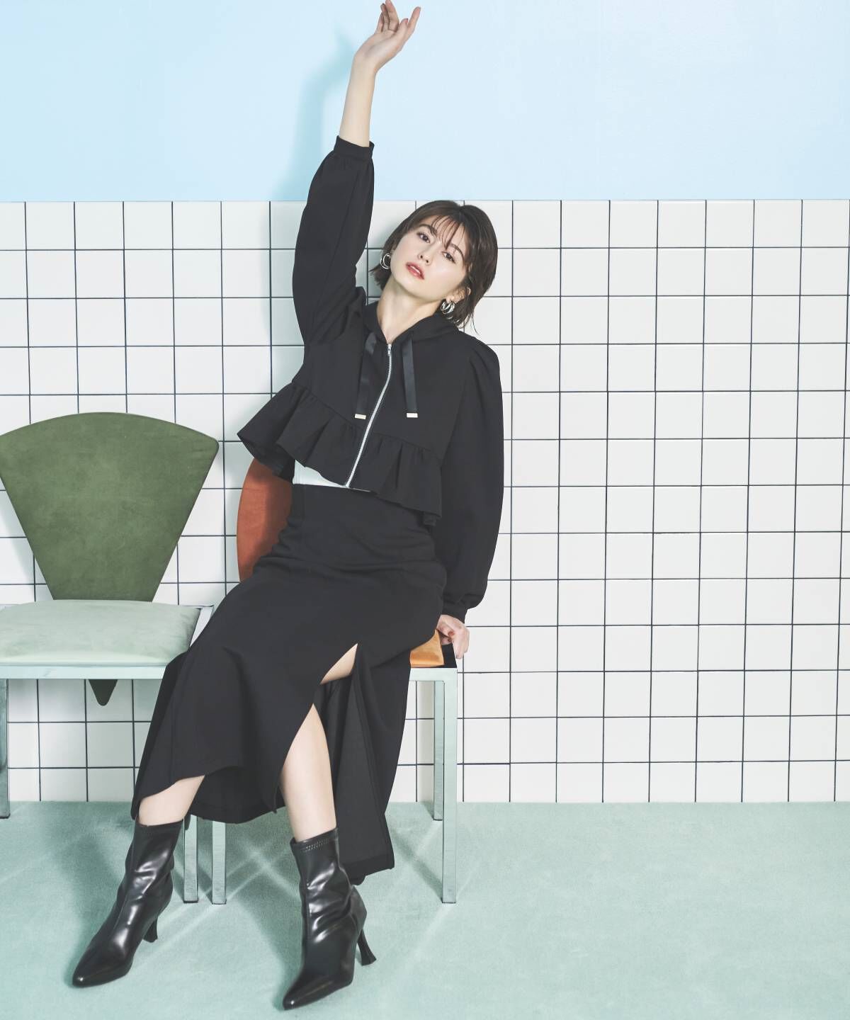 アンドクチュール「ペプラムパーカーセットアップ」|ワンピース|