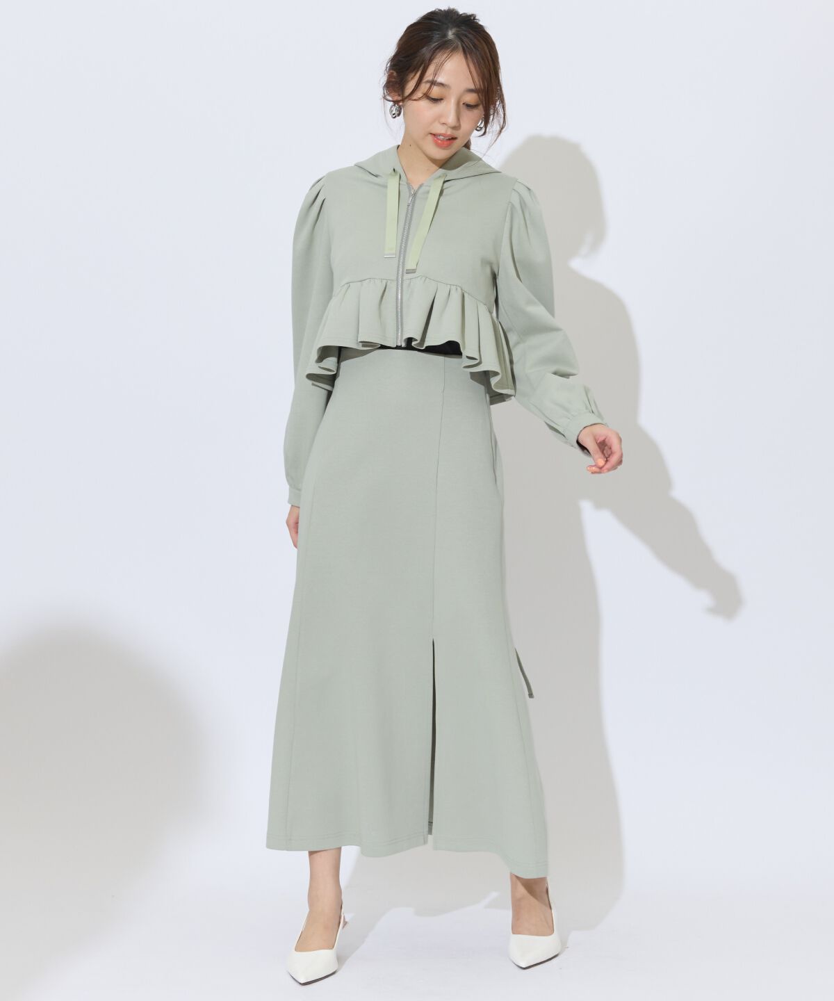 アンドクチュール「ペプラムパーカーセットアップ」|ワンピース|