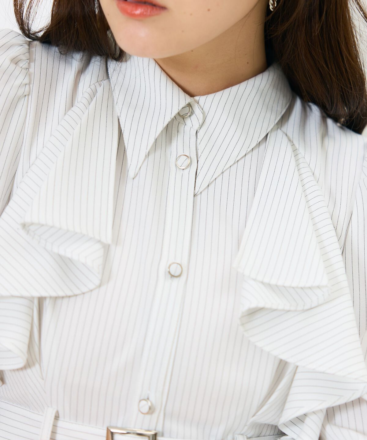 アンドクチュール「ストライプフリルケープワンピース」|ワンピース|