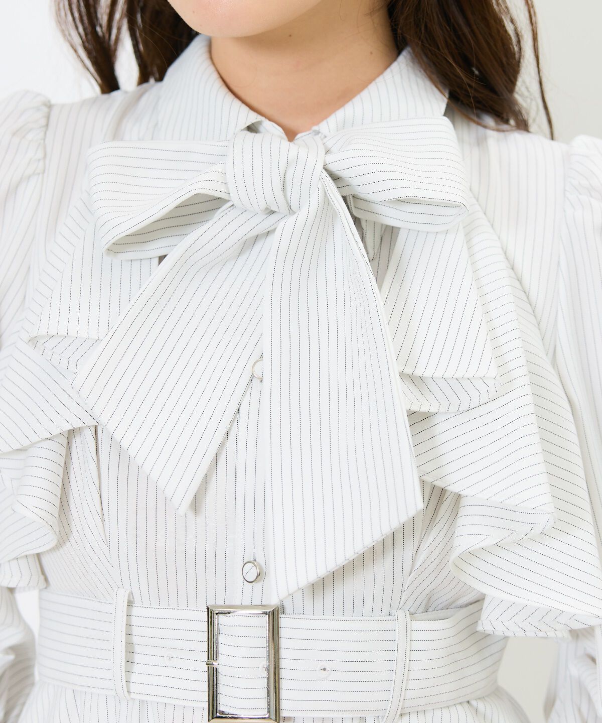 アンドクチュール「ストライプフリルケープワンピース」|ワンピース|