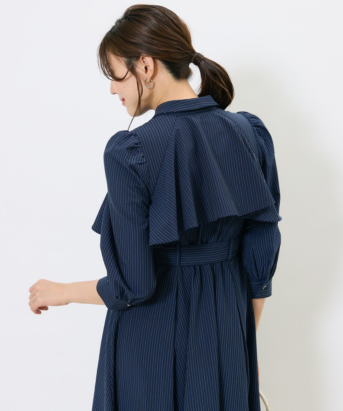 アンドクチュール「ストライプフリルケープワンピース」|ワンピース|