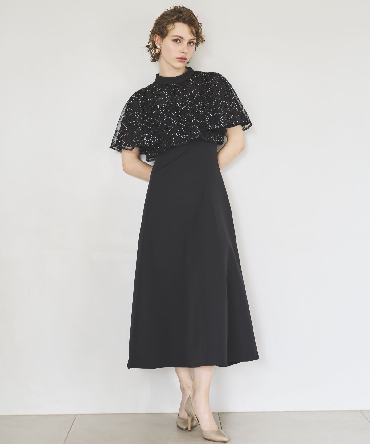 アンドクチュール「スパンコールチュールレイヤードレス」|ドレス|