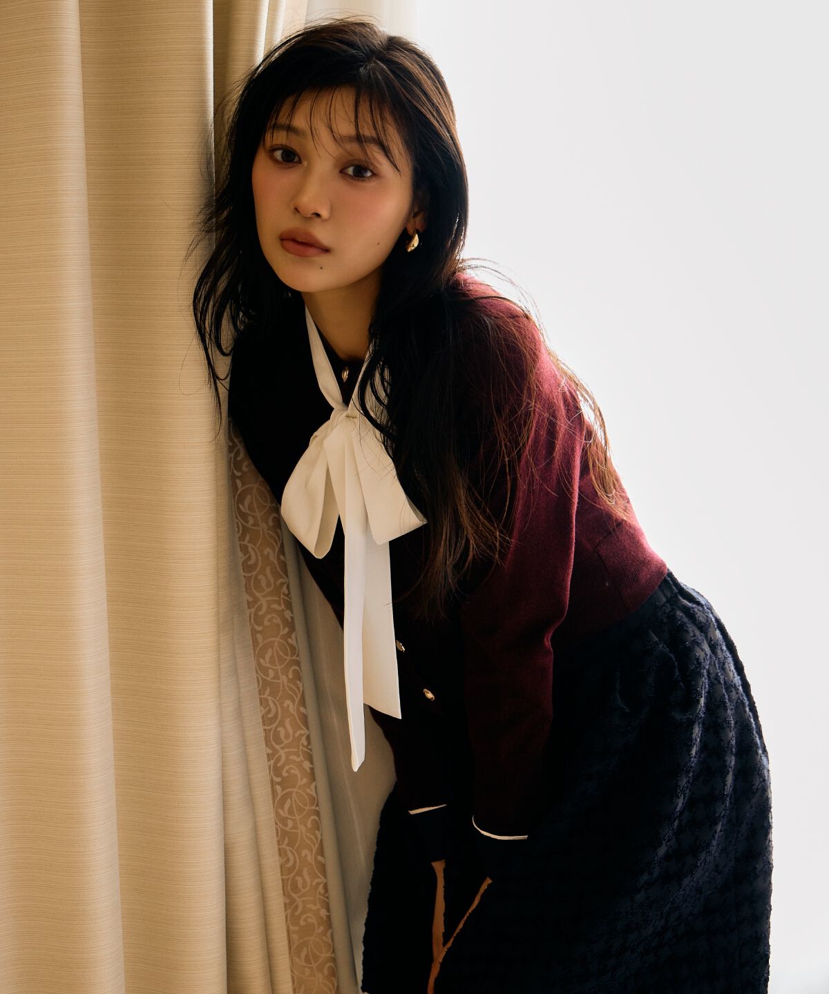 アンドクチュール「千鳥ジャガードミニスカート」|フレア|