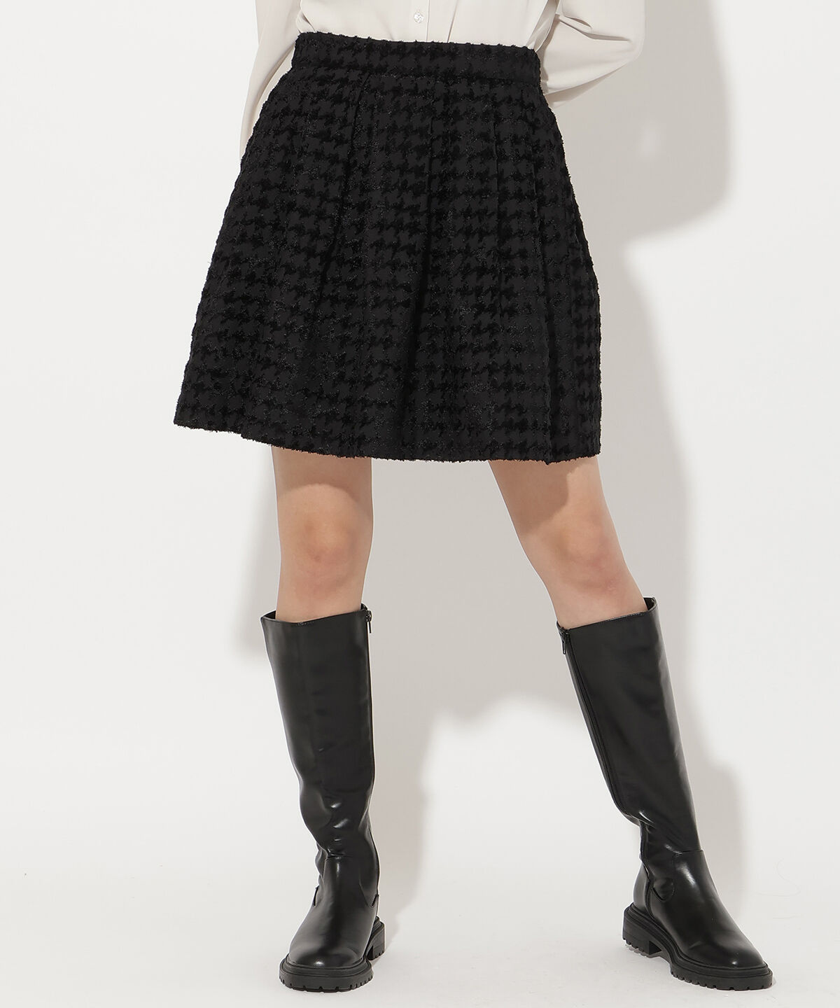 アンドクチュール「千鳥ジャガードミニスカート」|フレア|