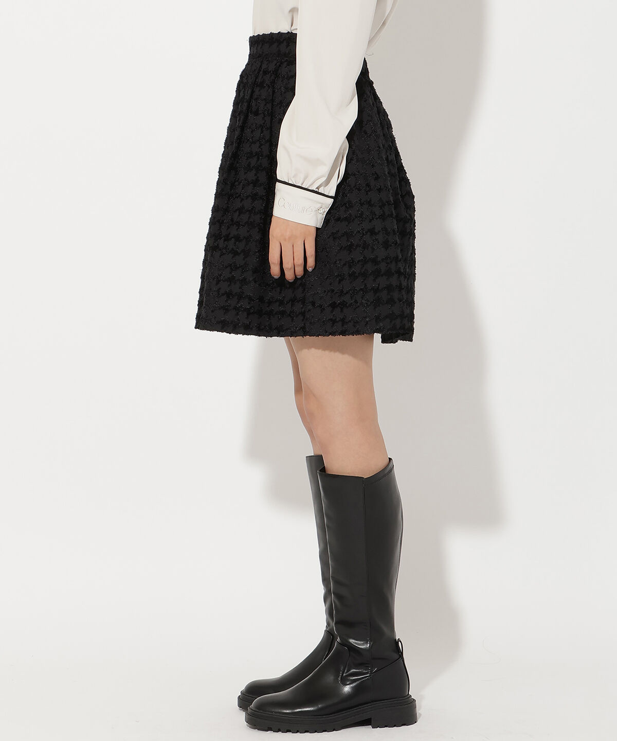 アンドクチュール「千鳥ジャガードミニスカート」|フレア|