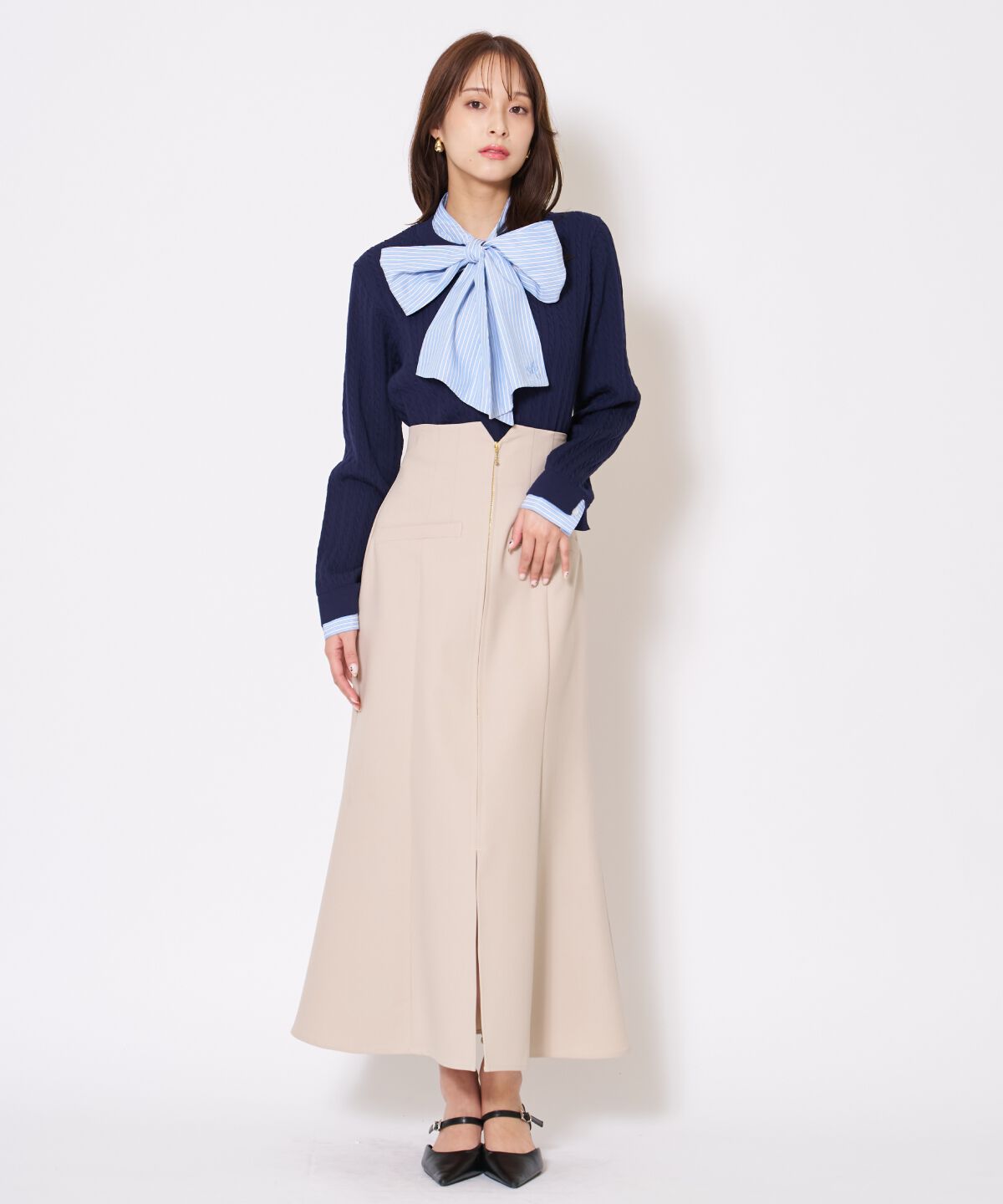 アンドクチュール「フロントZIPマーメイドスカート」|フレア|