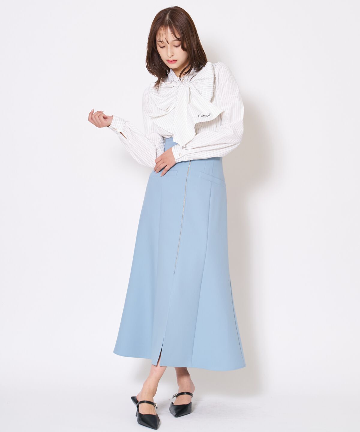 アンドクチュール「フロントZIPマーメイドスカート」|フレア|