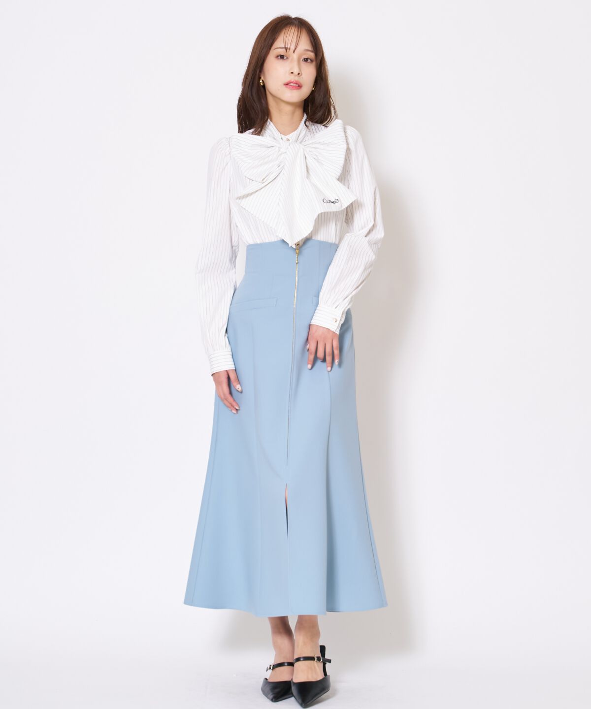 アンドクチュール「フロントZIPマーメイドスカート」|フレア|