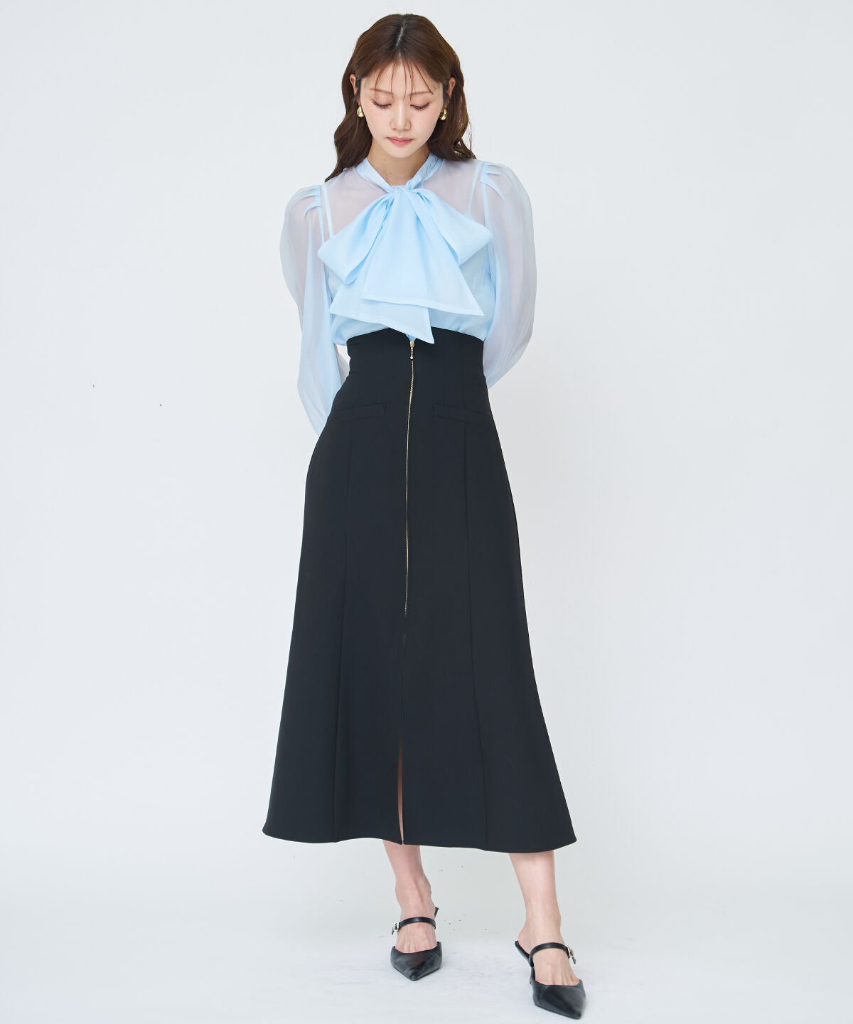 アンドクチュール「フロントZIPマーメイドスカート」|フレア|