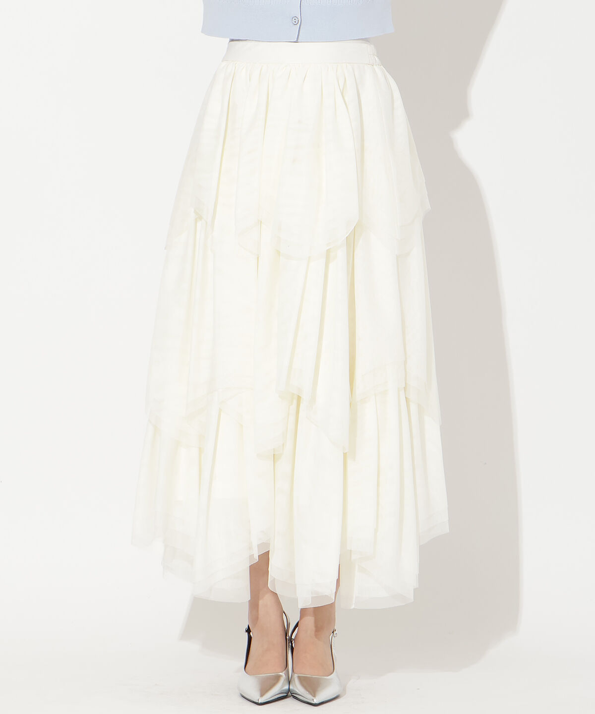 アンドクチュール「チュールティアードスカート」|フレア|