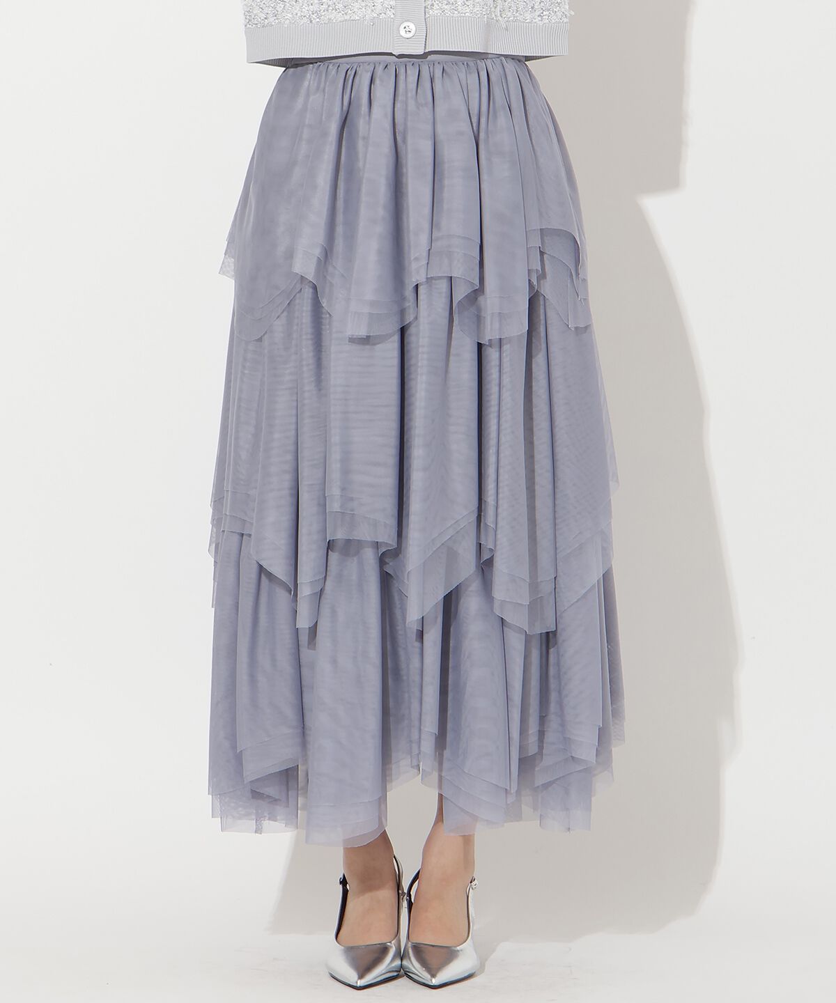 アンドクチュール「チュールティアードスカート」|フレア|