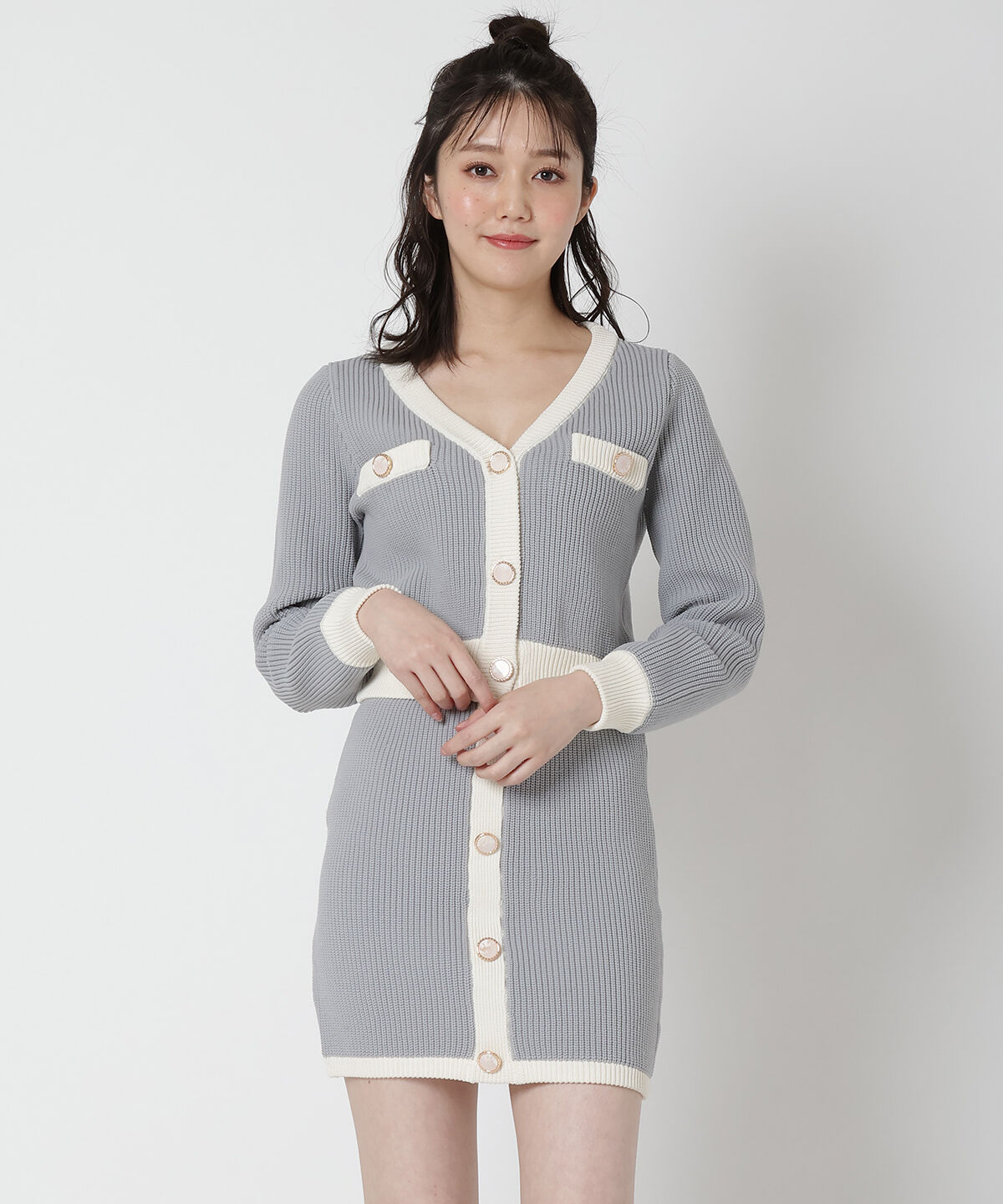 REDYAZEL「配色ニットミニスカート」|タイト|