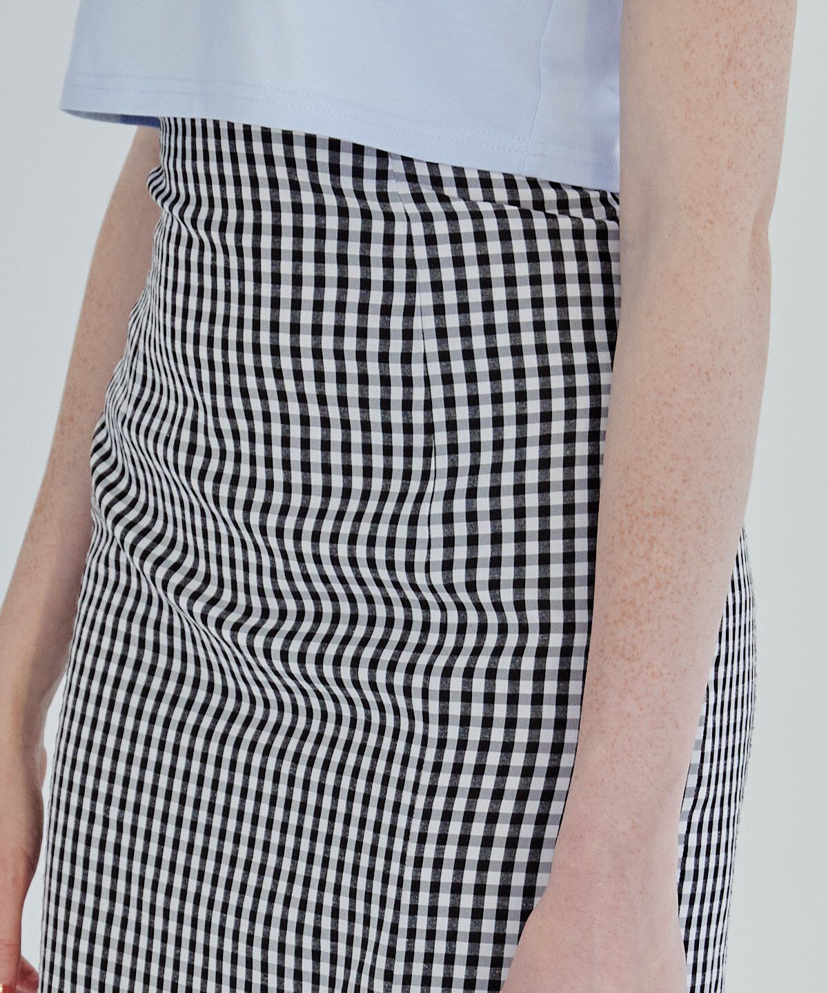 REDYAZEL「ギンガムチェックレーストリミングスカート」|タイト|