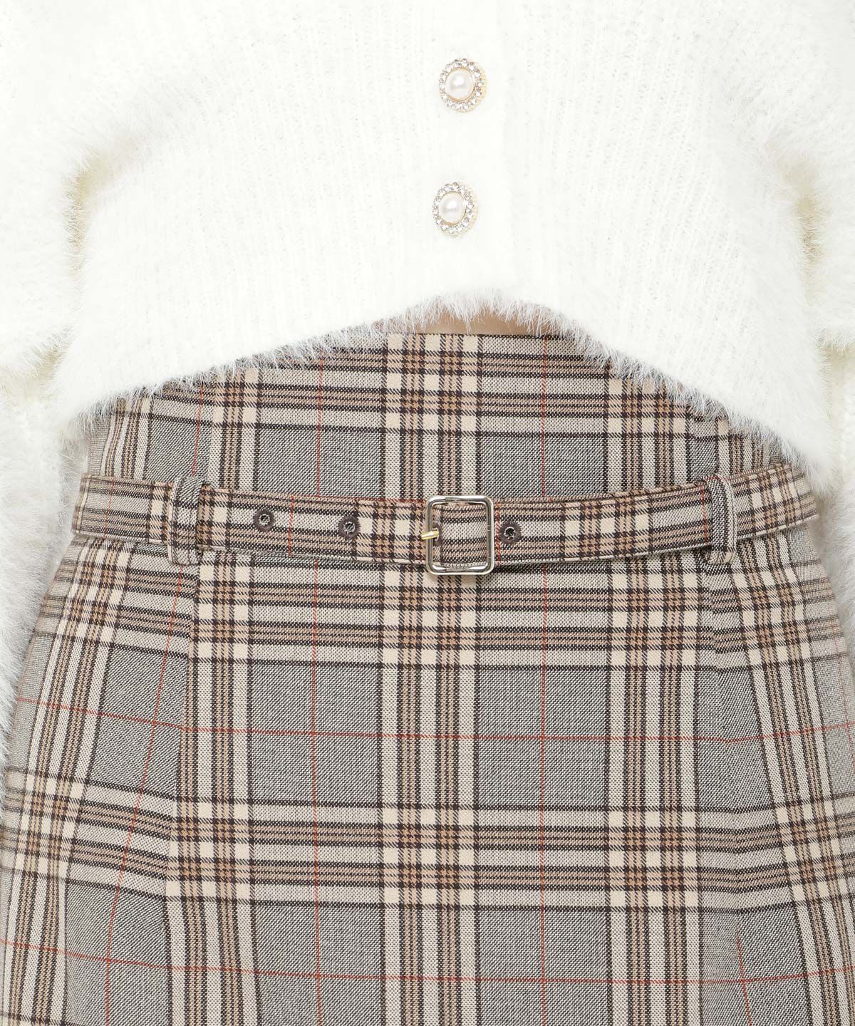 REDYAZEL「チェック&times;レースタイトスカート」|タイト|