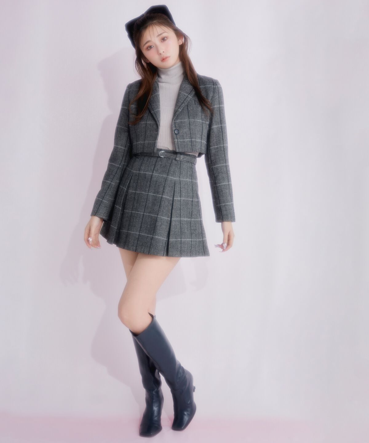 REDYAZEL「ヘリンボーンチェックテーラーショートジャケット」|テーラードジャケット|