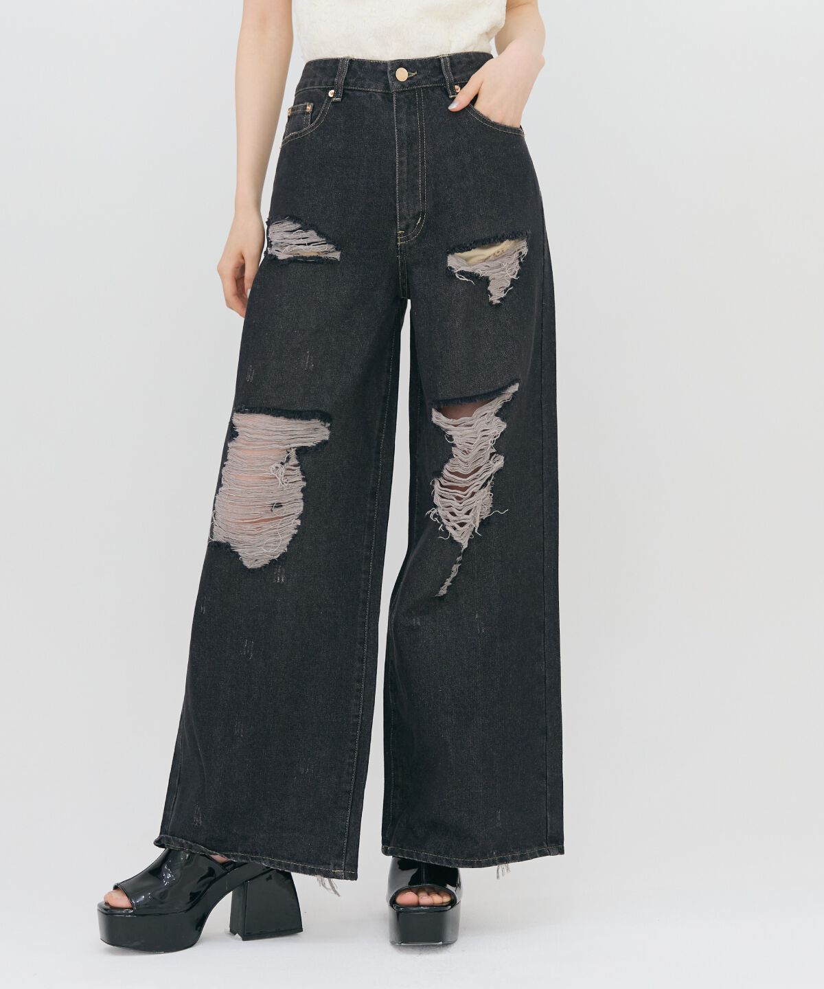 REDYAZEL「ハードダメージデニムパンツ」|デニム|