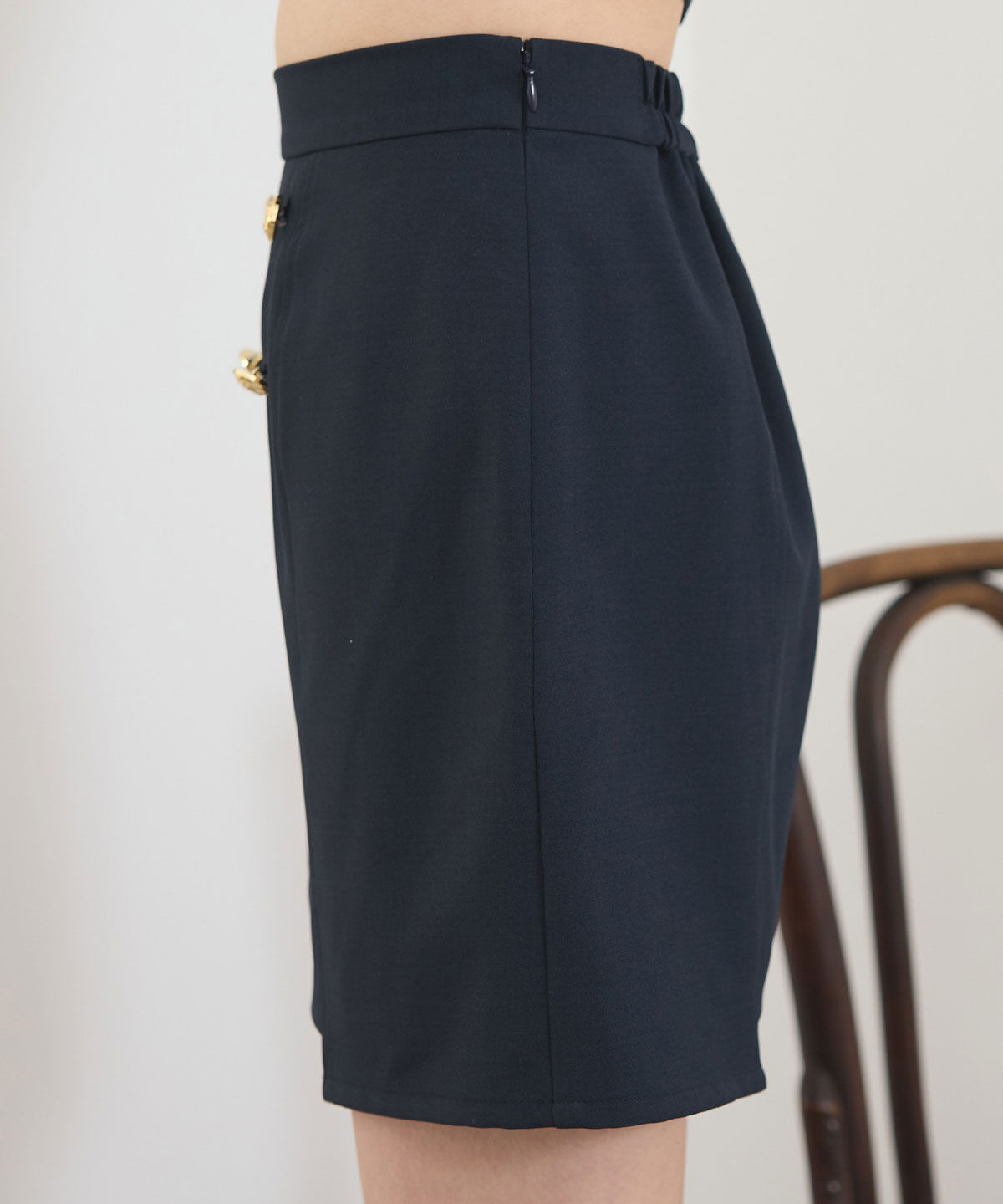 REDYAZEL「レイヤードダブルボタンミニスカート」|タイト|