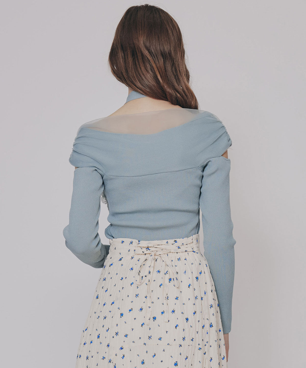 REDYAZEL「チョーカークロスチュールニットトップス」|ニット・セーター|