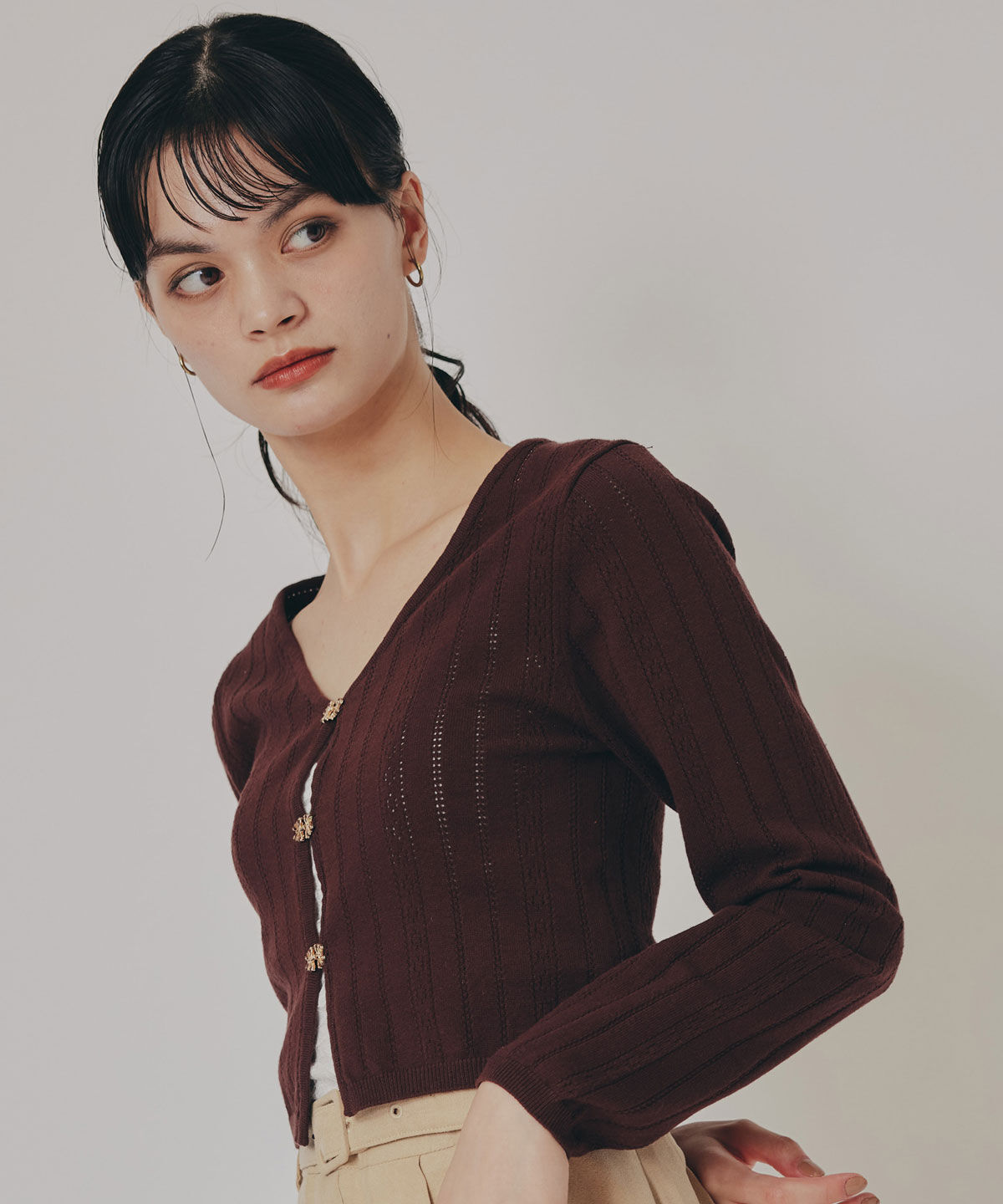 REDYAZEL「バタフライホックニットカーディガン」|カーディガン|ブラウン