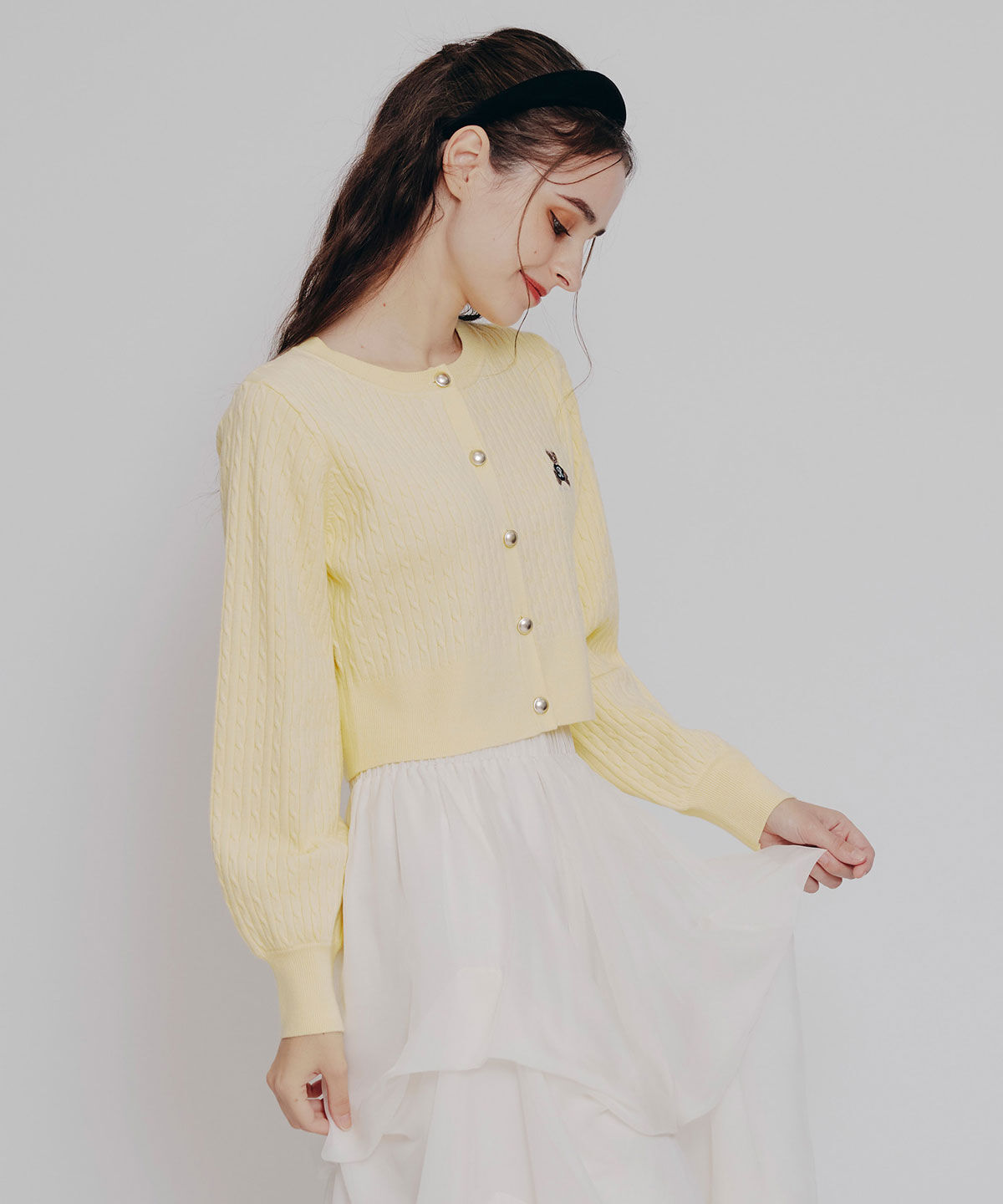 REDYAZEL「Azelyミニケーブルニットカーディガン」|カーディガン|