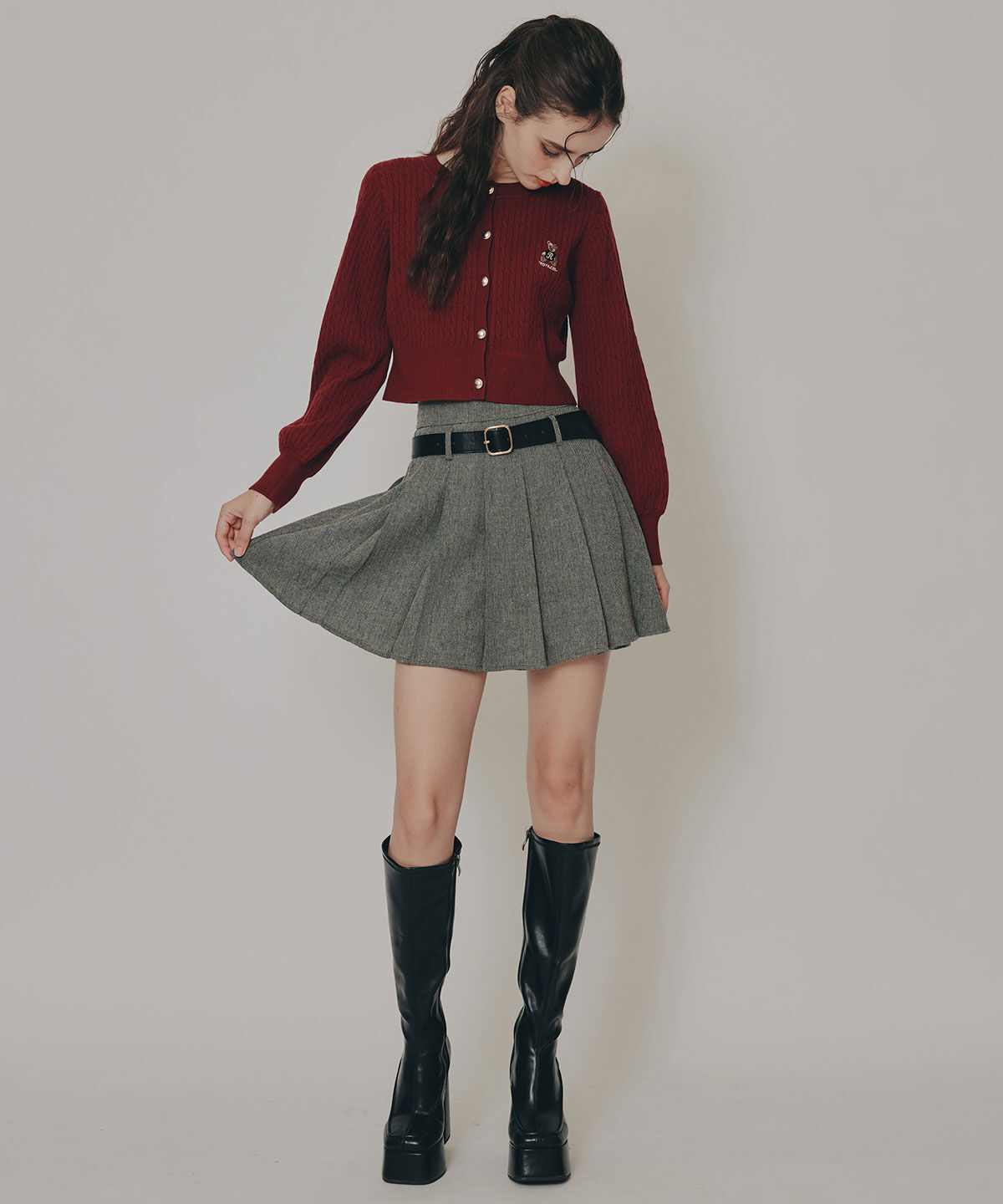 REDYAZEL「Azelyミニケーブルニットカーディガン」|カーディガン|