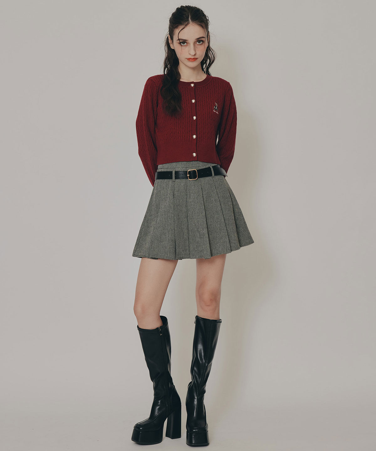 REDYAZEL「Azelyミニケーブルニットカーディガン」|カーディガン|