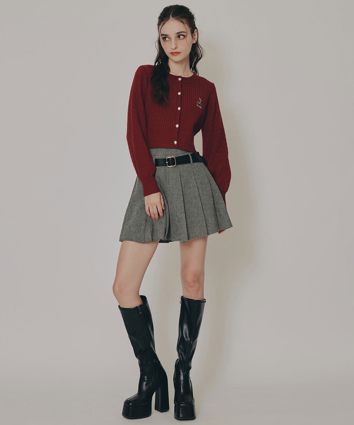 REDYAZEL「Azelyミニケーブルニットカーディガン」|カーディガン|