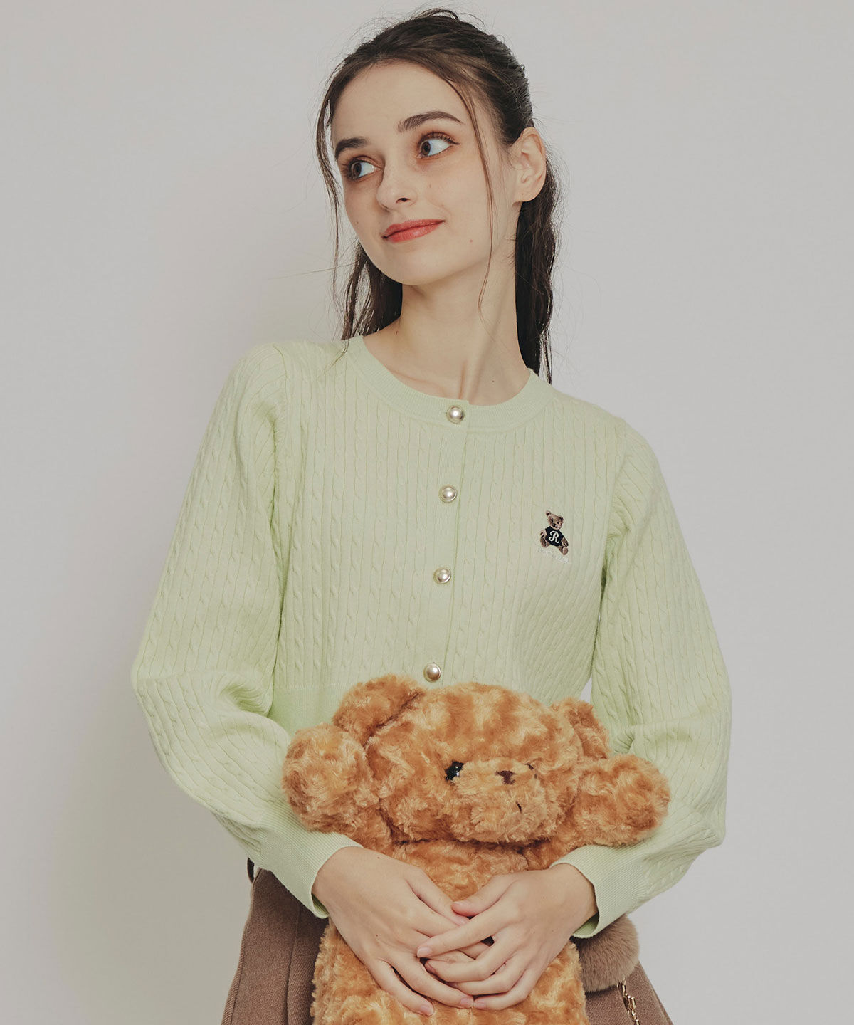 REDYAZEL「Azelyミニケーブルニットカーディガン」|カーディガン|ミント