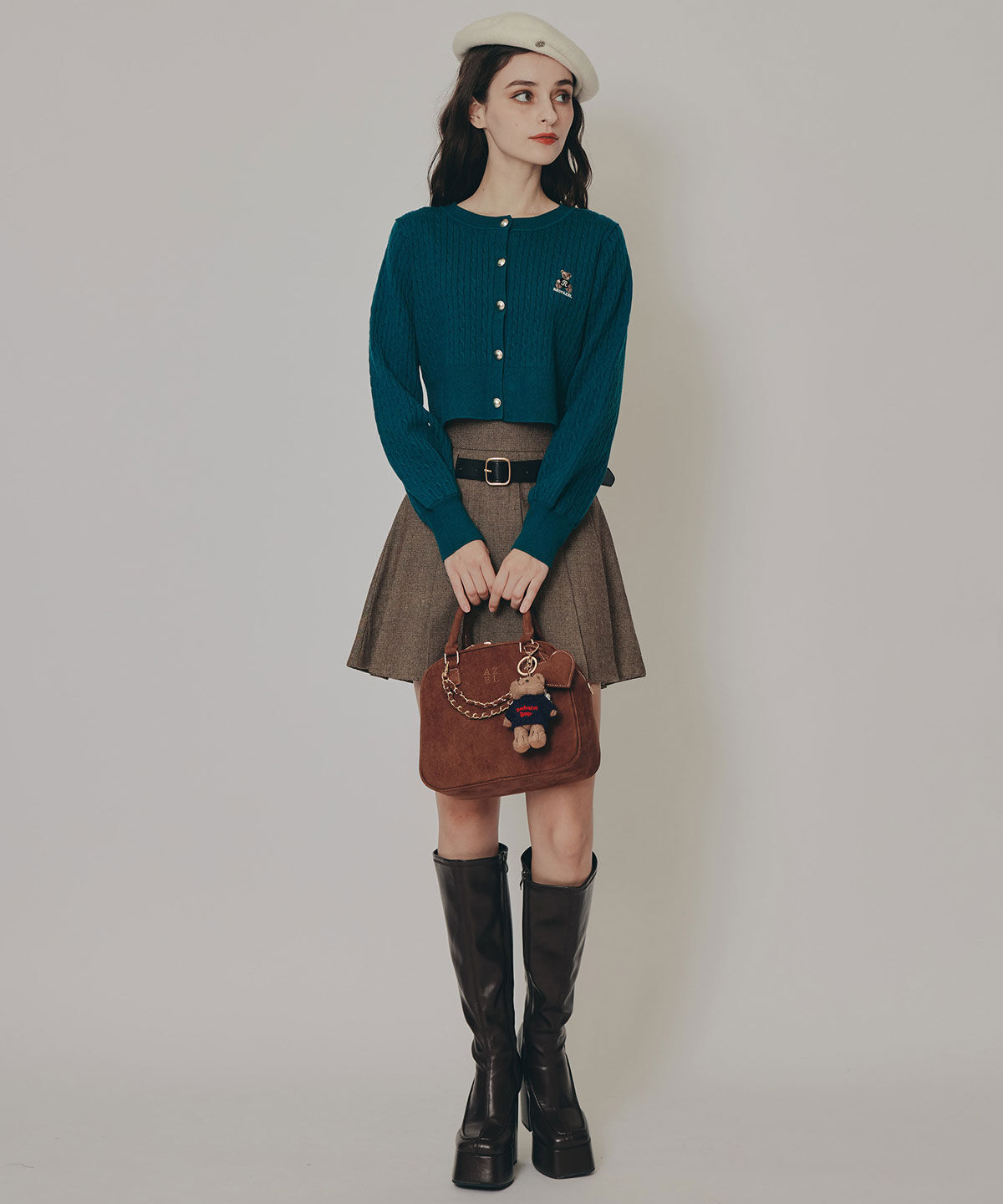 REDYAZEL「Azelyミニケーブルニットカーディガン」|カーディガン|