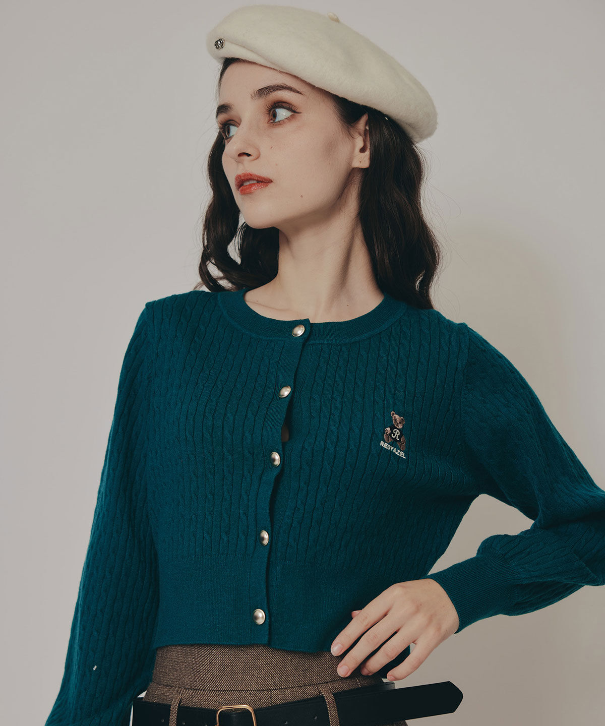 REDYAZEL「Azelyミニケーブルニットカーディガン」|カーディガン|