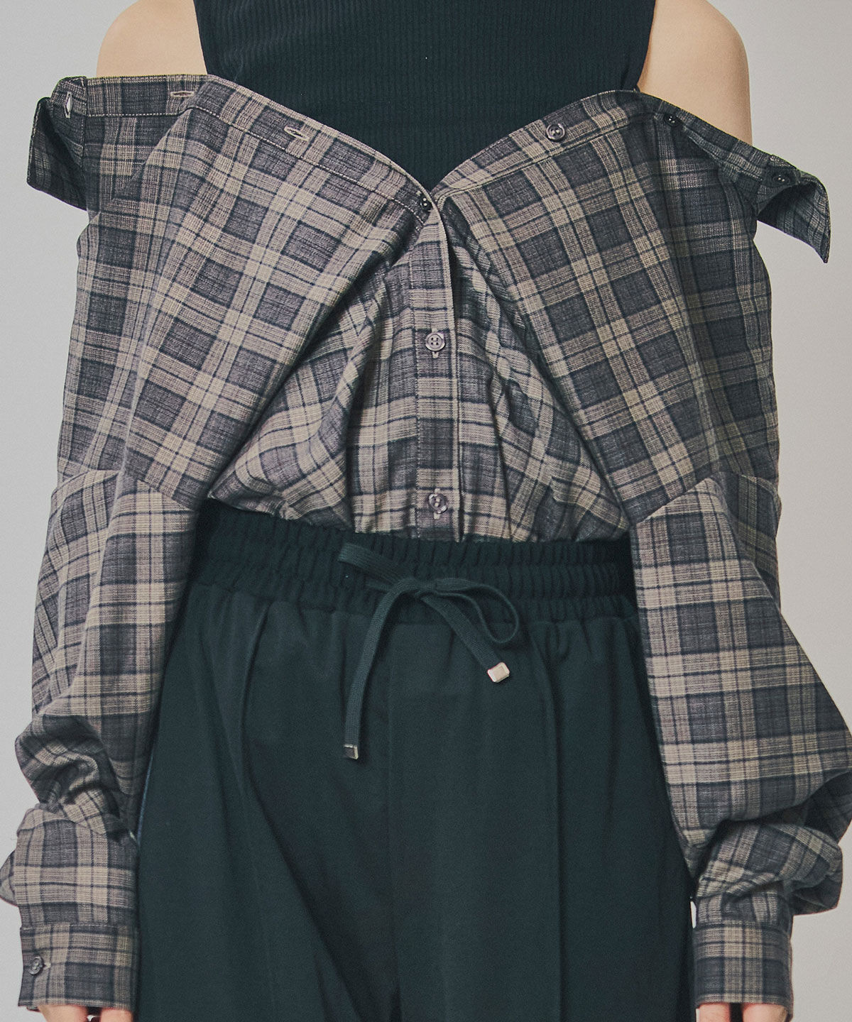 REDYAZEL「マルチウェイオフショルチェックシャツ&times;タンクトップ」|シャツ・ブラウス|