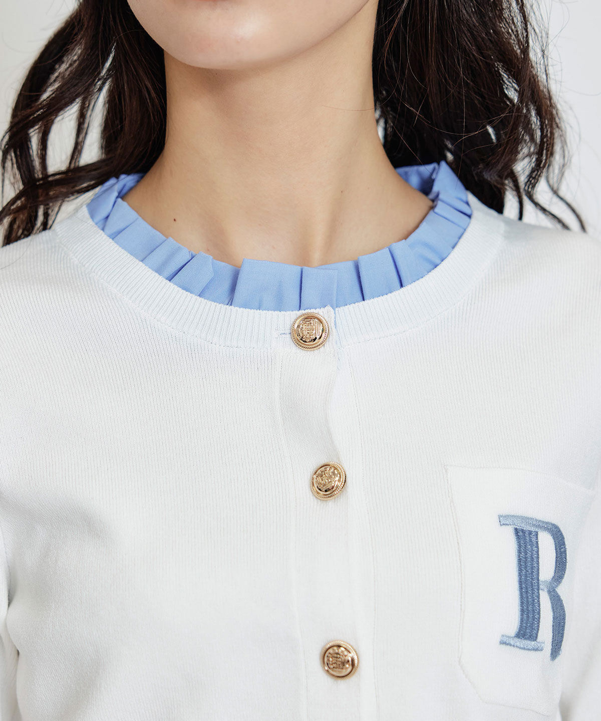 REDYAZEL「Rフリルレイヤードニットカーディガン」|カーディガン|